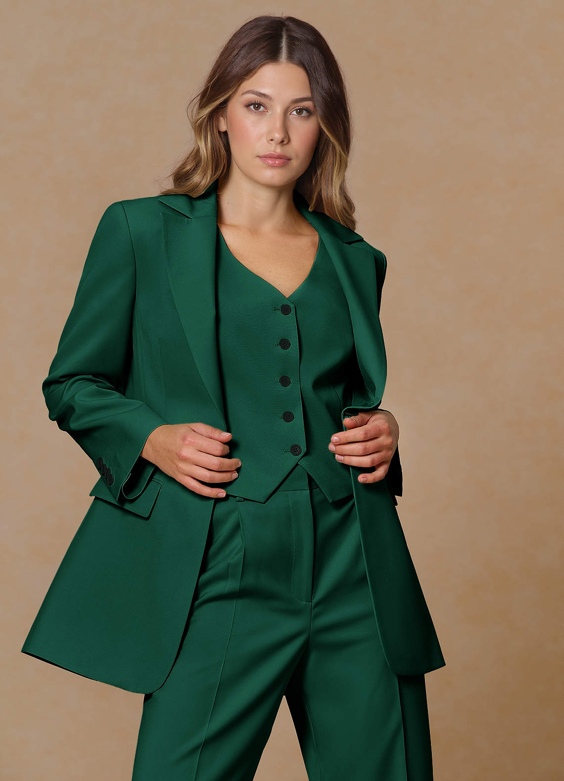 front Rowan Emerald Refined Weave Performance blazer