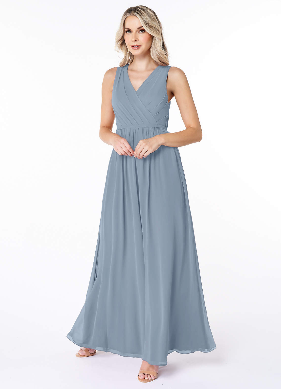 Azazie Jessa Bridesmaid Dresses A-Line Lace Chiffon Floor-Length Dress image1