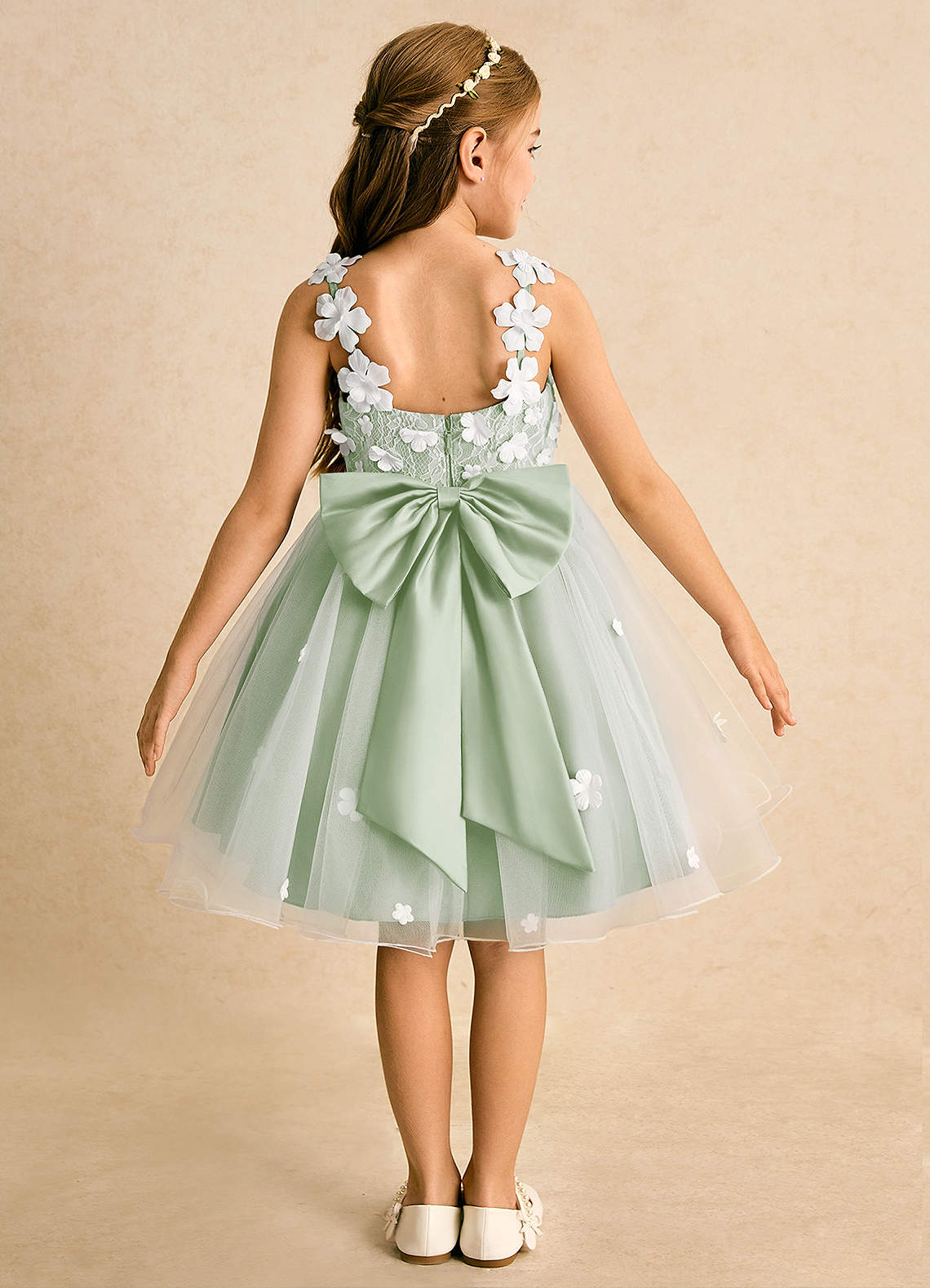 Azazie Junebug Ivory Dusty Sage Ball-Gown Lace Tulle Dress | Azazie