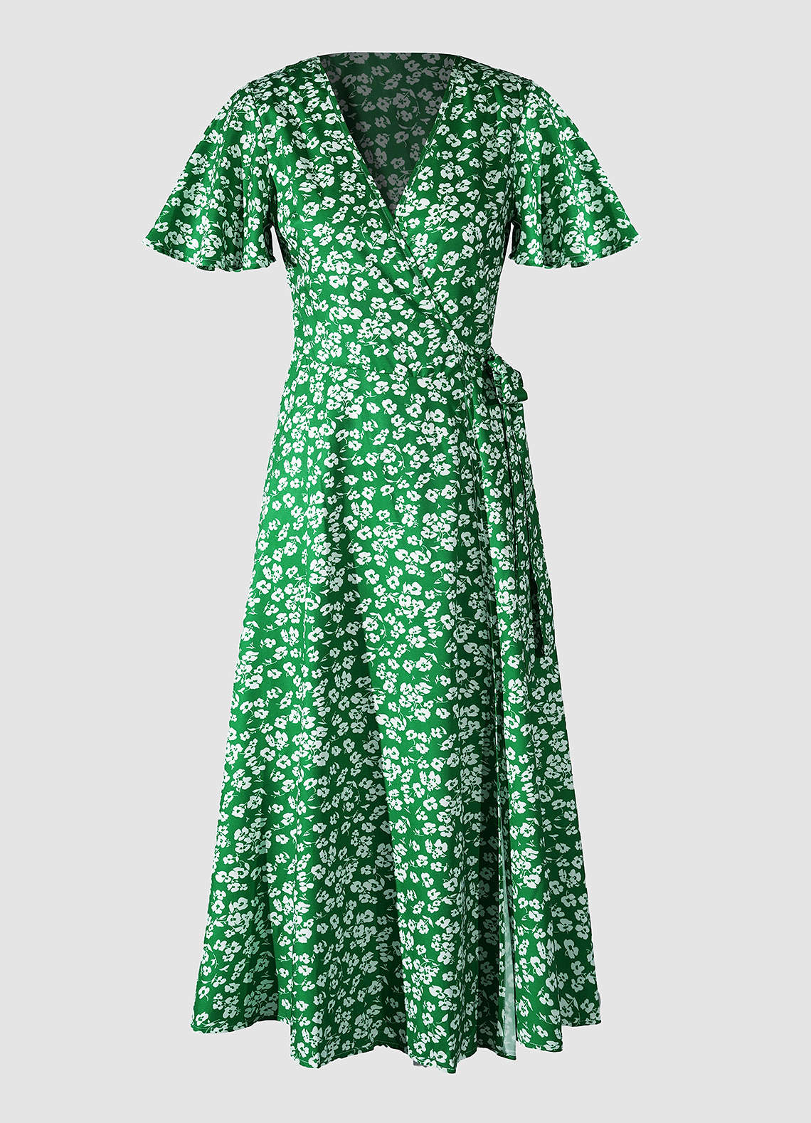 Robe Portefeuille Vert à Imprimé Floral image1