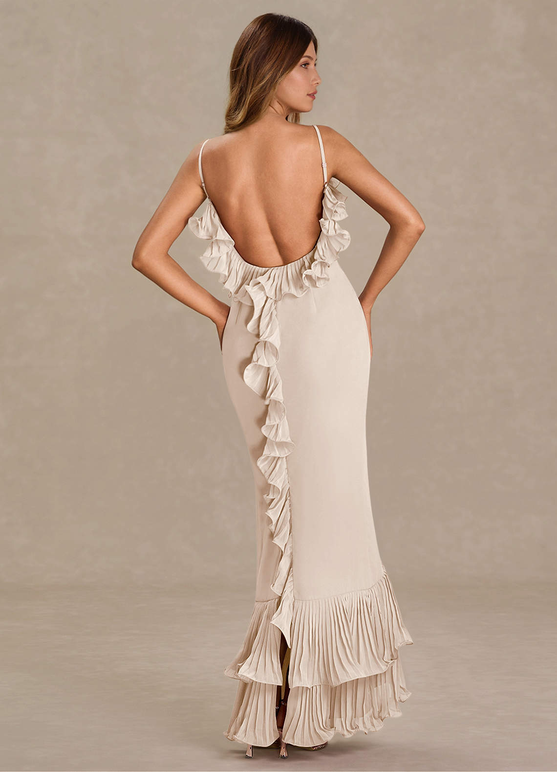 Vionette  Cream Ruffle Maxi Dress image1