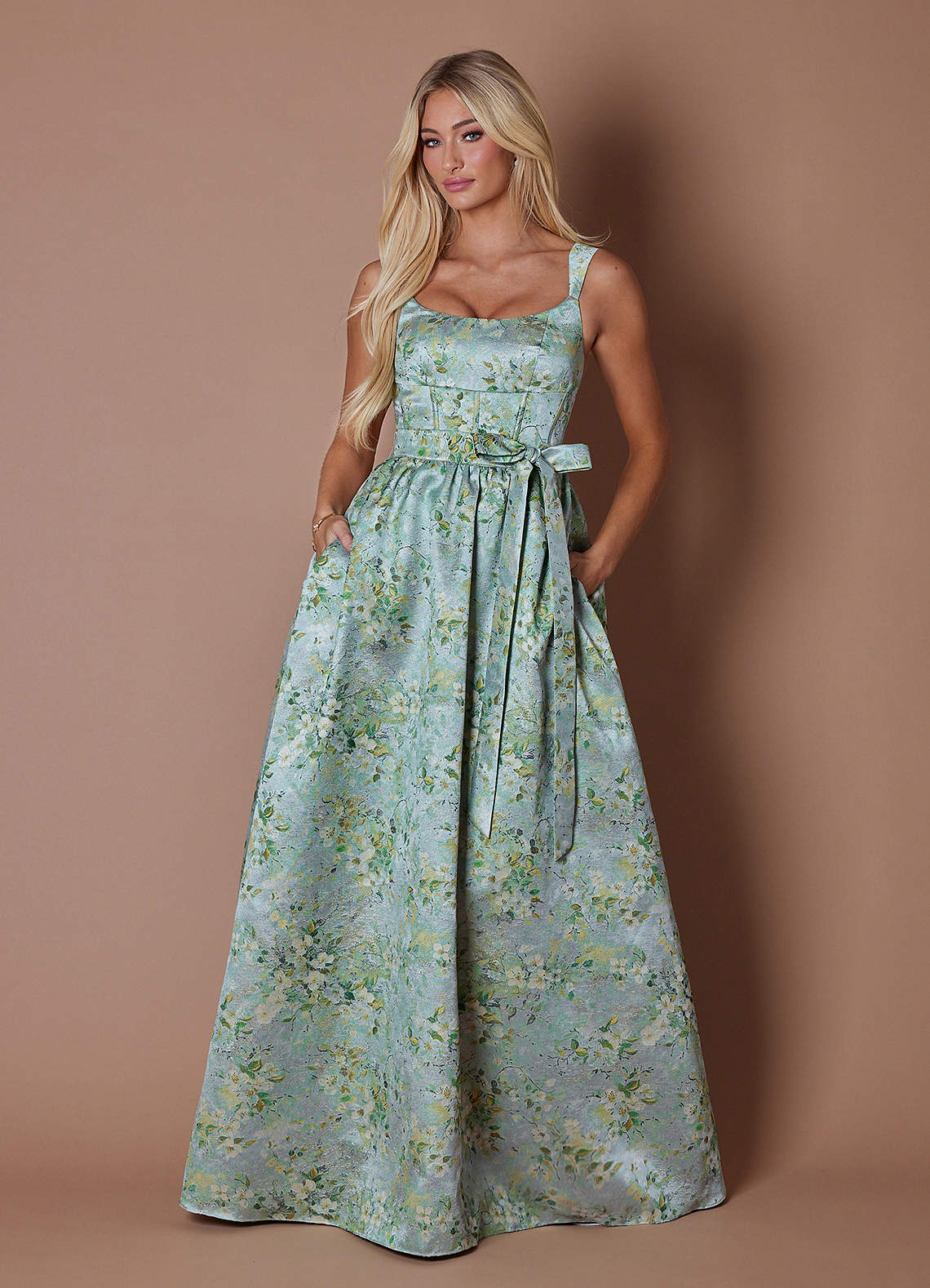 Azazie Floor-Length Maxi Dresses A-Line Wedding Guest Formal Dresses Scoop Bows Vintage Sage Azazie Floor-Length Maxi Dresses A-Line Wedding Guest Formal Dresses Scoop Bows Vintage Sage