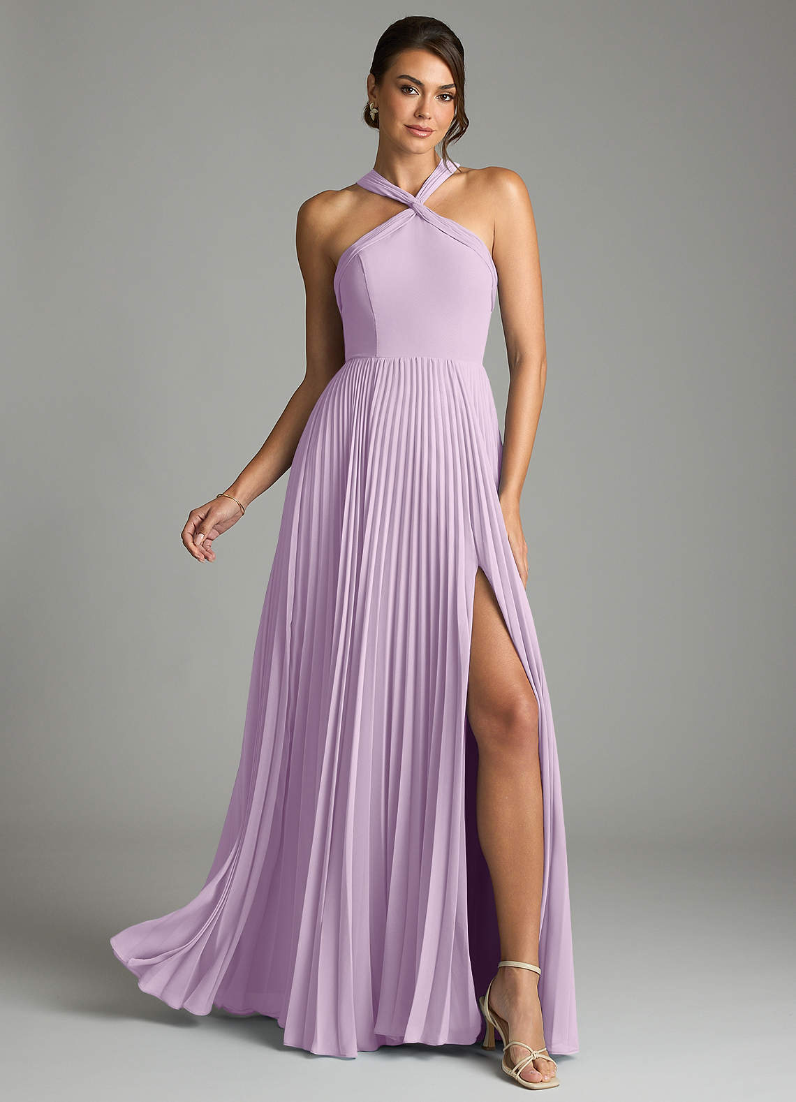 Azazie Afra Abiti da Damigella Abito A-Line in Chiffon Plissettato Lilla Glassato image1
