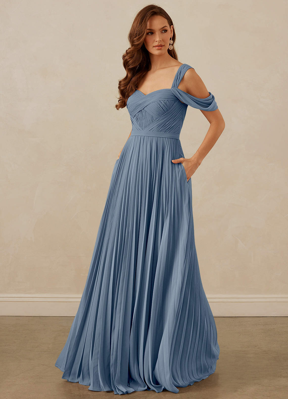 Christian Siriano Bridal for Azazie 1013 Bridesmaid Dresses Twilight A-Line Off the Shoulder Chiffon Dress image1