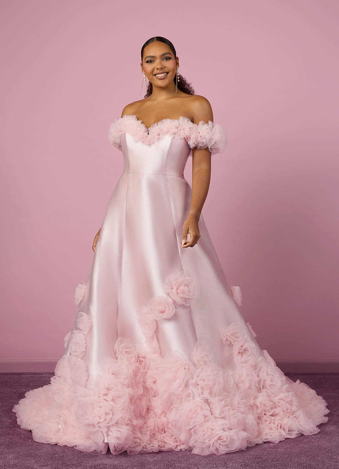 Barbie ♥ Azazie Wedding Dresses Ball-Gown Off the Shoulder Mikado Chapel Train Dress image6