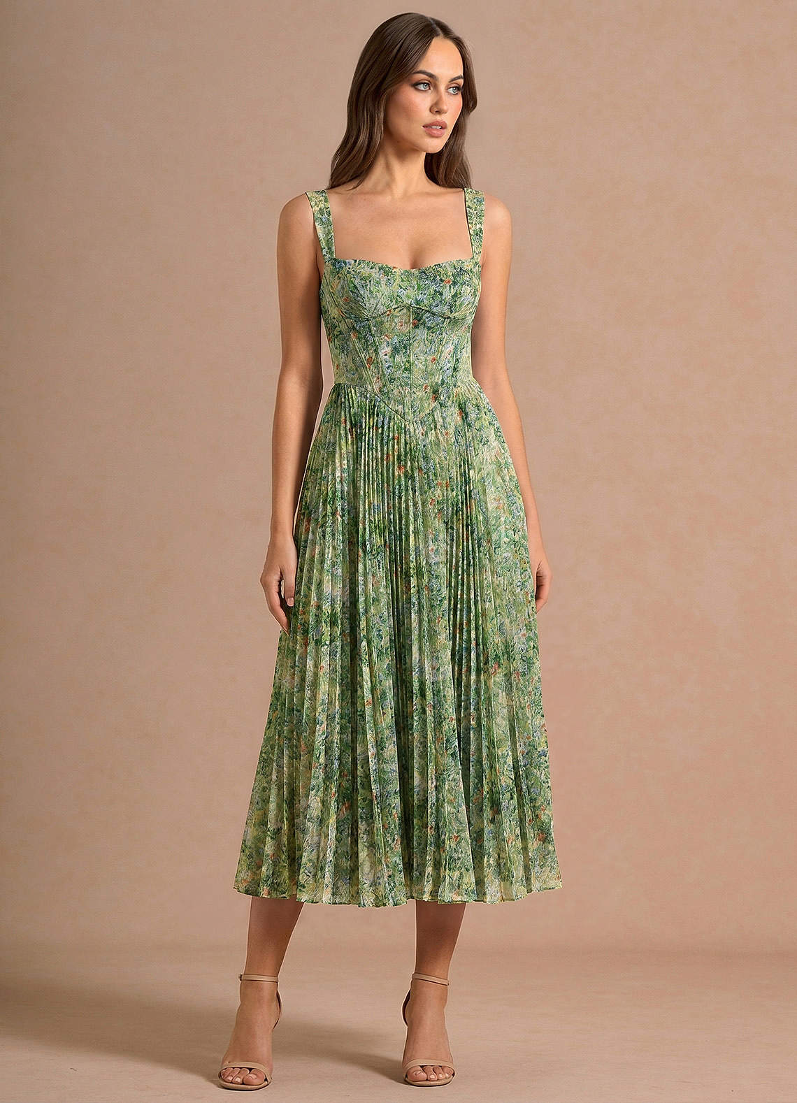 Maelle Green Floral Midi Dress image2