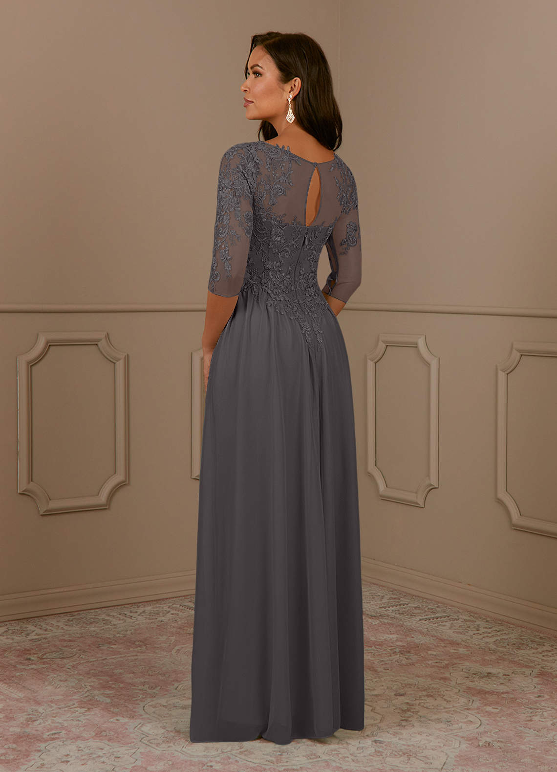 chinese dress ladies Stella Couture 22361 Formal Mother of The Bride Long Dress Charcoal / 6 main image 0