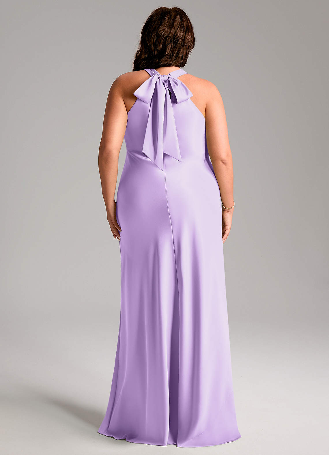 Azazie Doretta Bridesmaid Dresses Lilac Mermaid Pleated Stretch Satin Dress image9