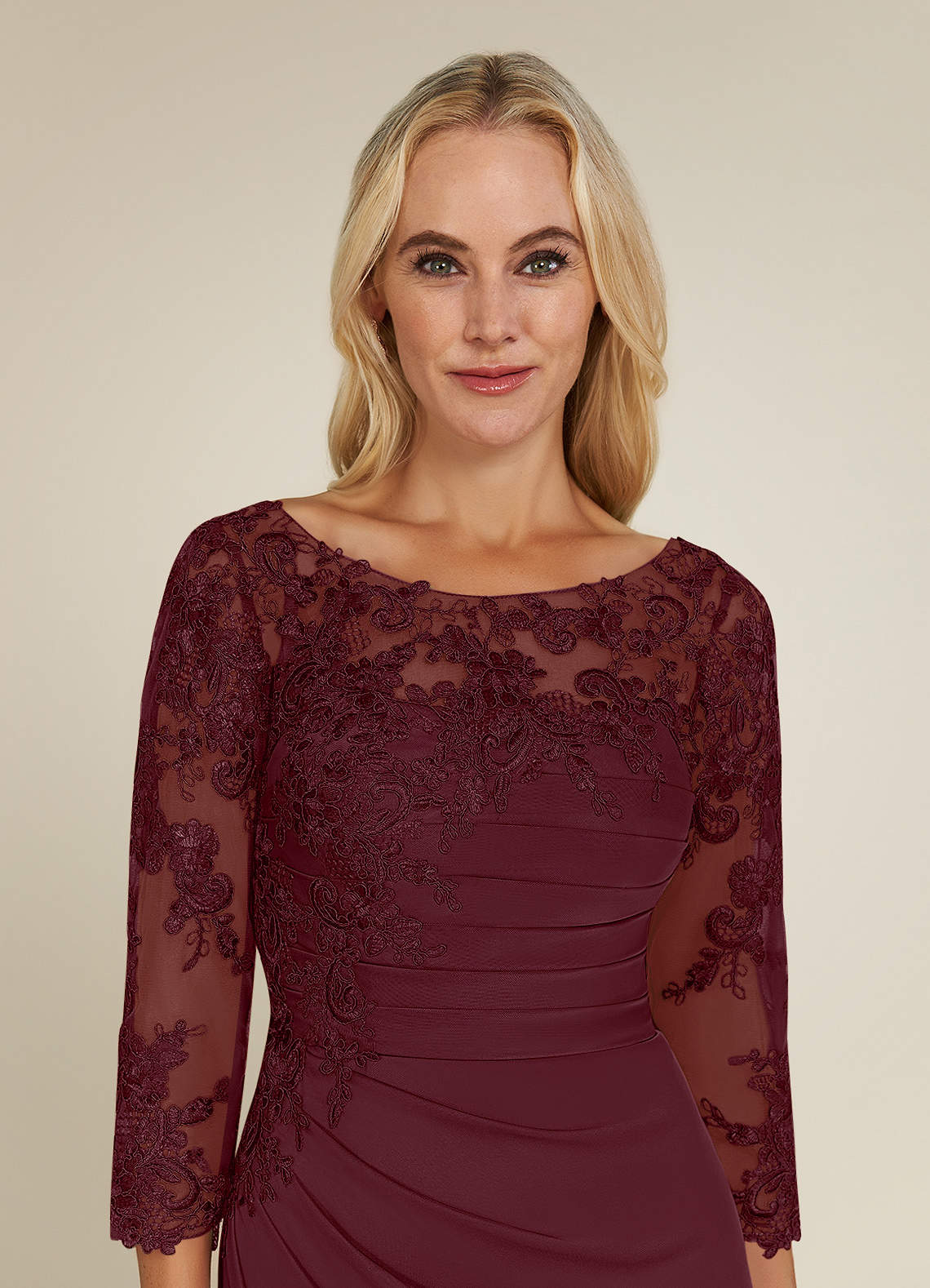 Azazie Alisondra Cabernet Sheath Scoop Lace Lace Dress | Azazie DE