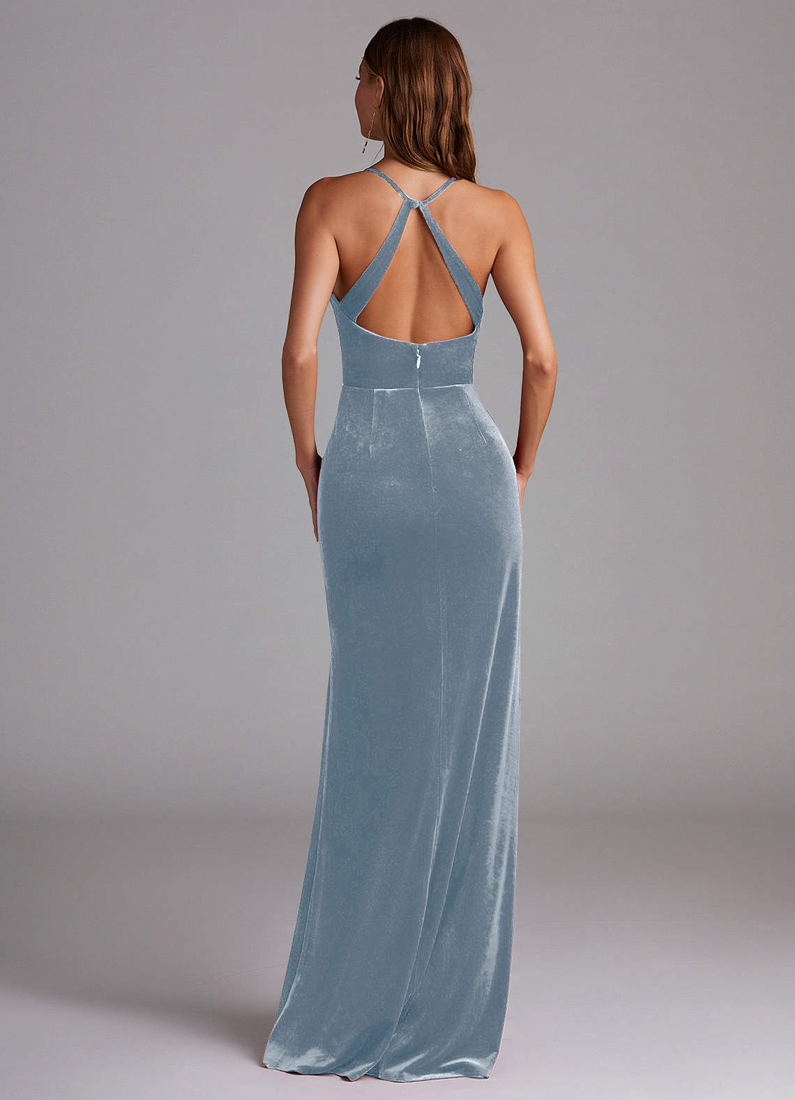 slate blue velvet bridesmaid dresses Pippa Velvet Ready to Ship Bridesmaid Dress main image 1