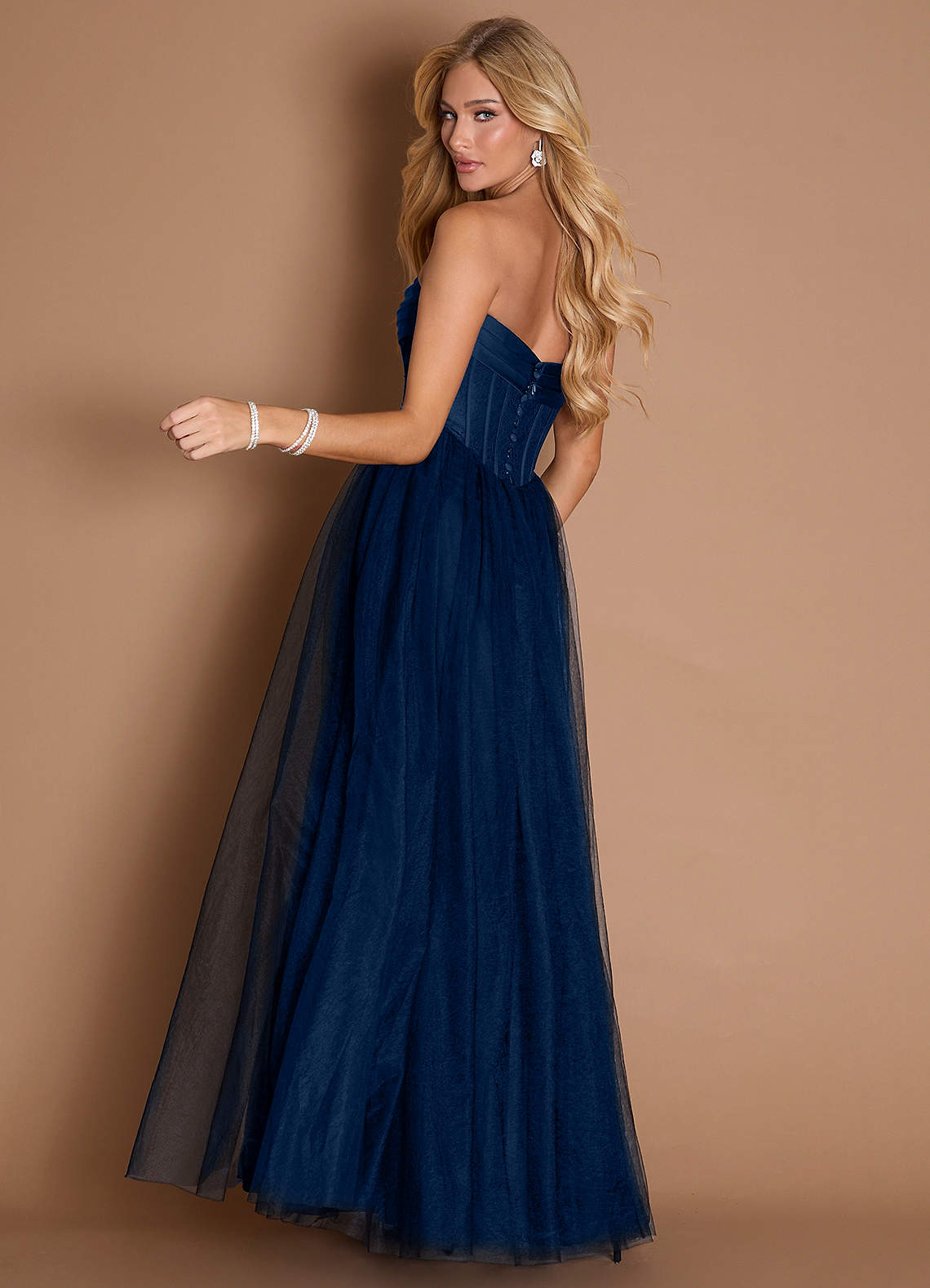 Kasie Navy Corset Maxi Dress | Azazie