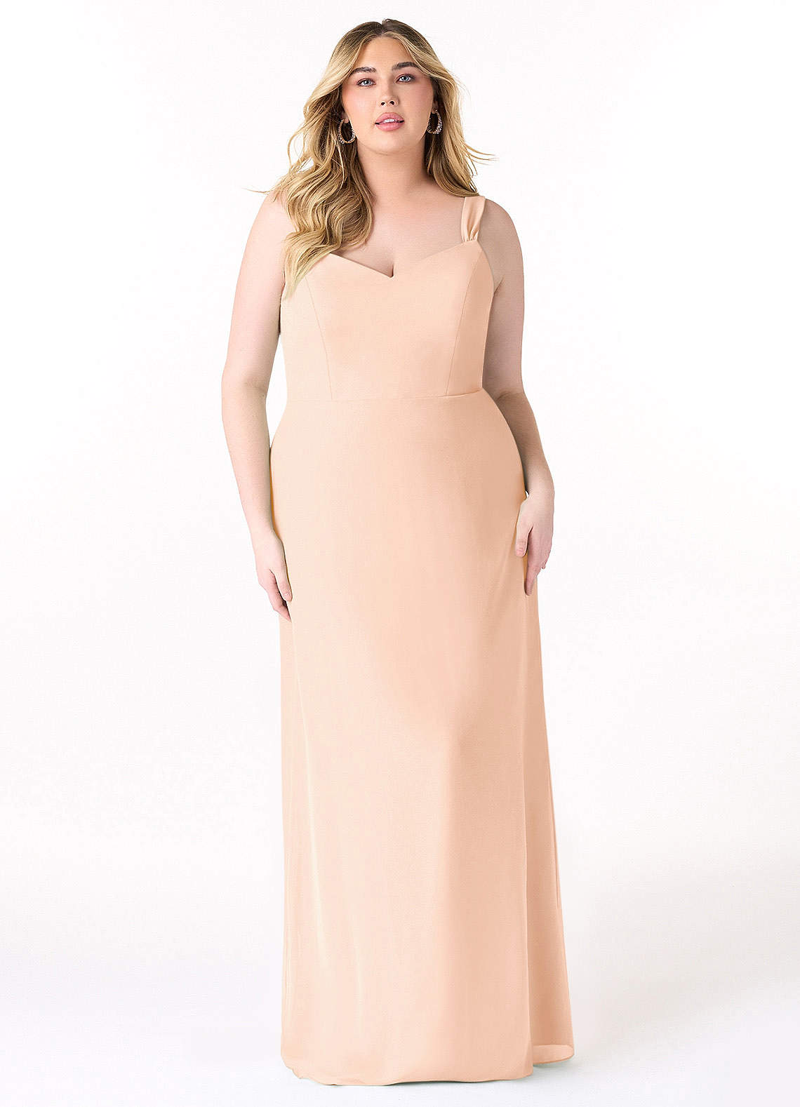 Azazie Denice Bridesmaid Dresses English Rose Sheath Pleated Chiffon Dress image1