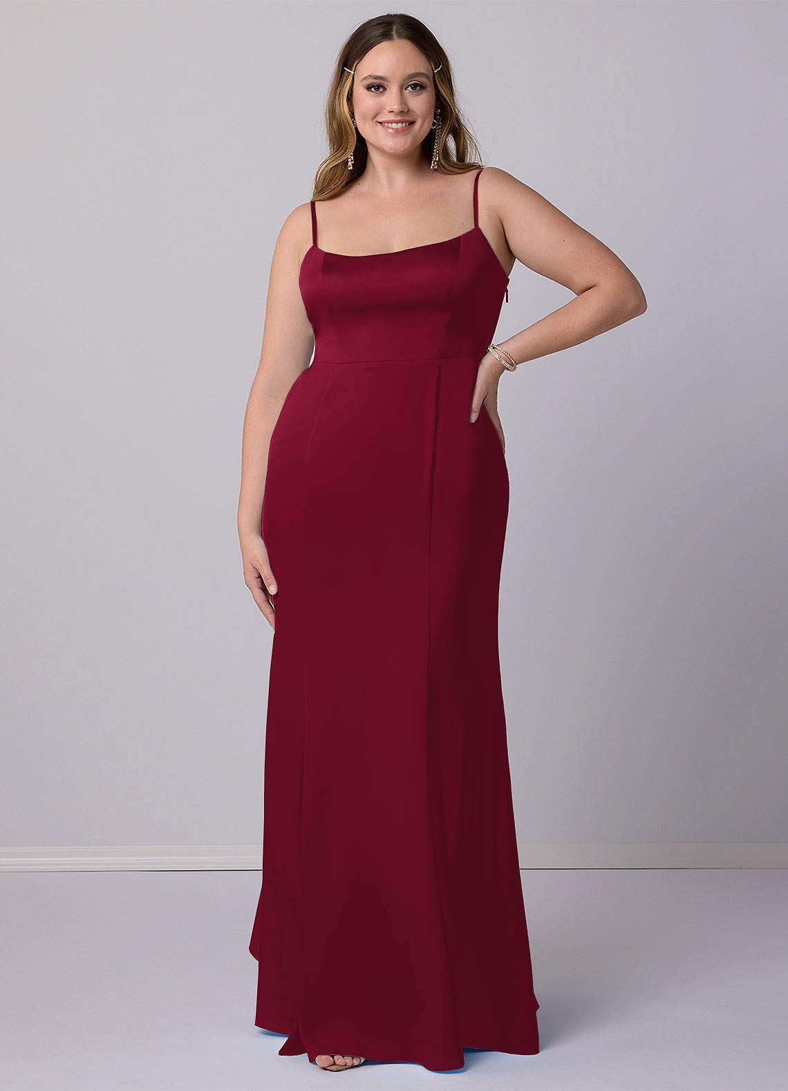 Barbie ♥ Azazie Bridesmaid Dresses Burgundy Mermaid Bow Stretch Satin Dress image8