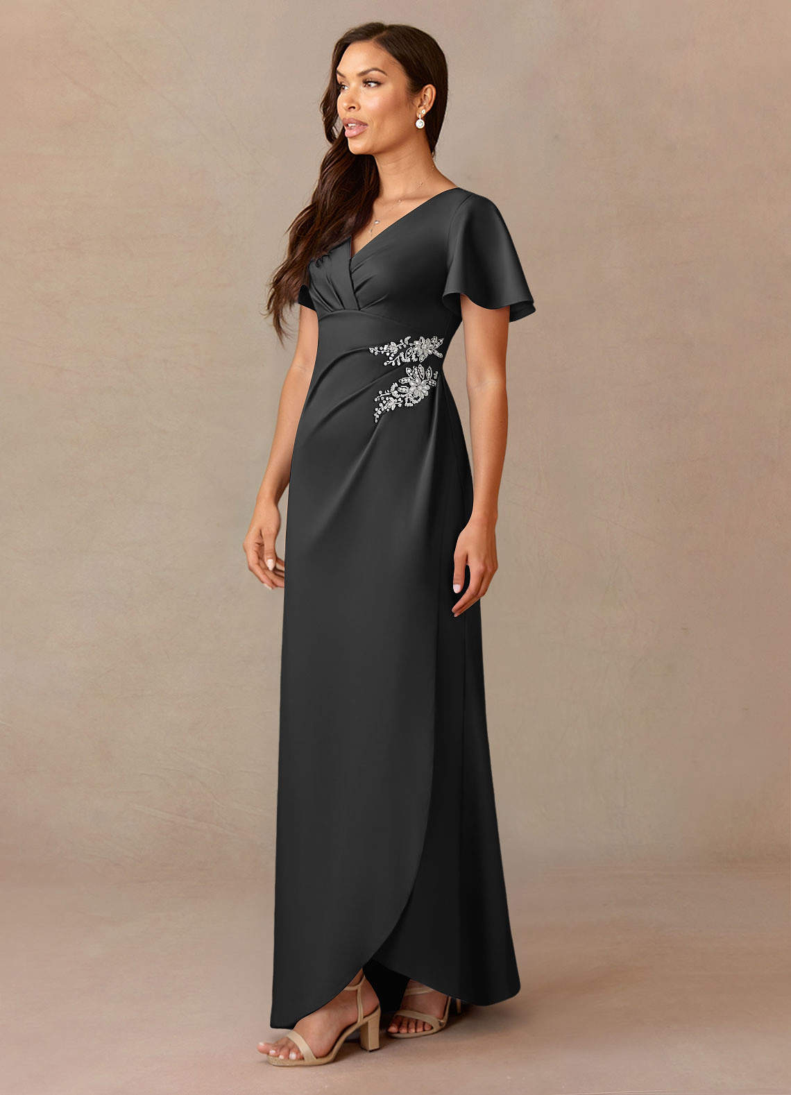 black satin pleated dress Yellow Mermaid Strapless Satin Pleated Long Prom Dress with Slit Black / 00