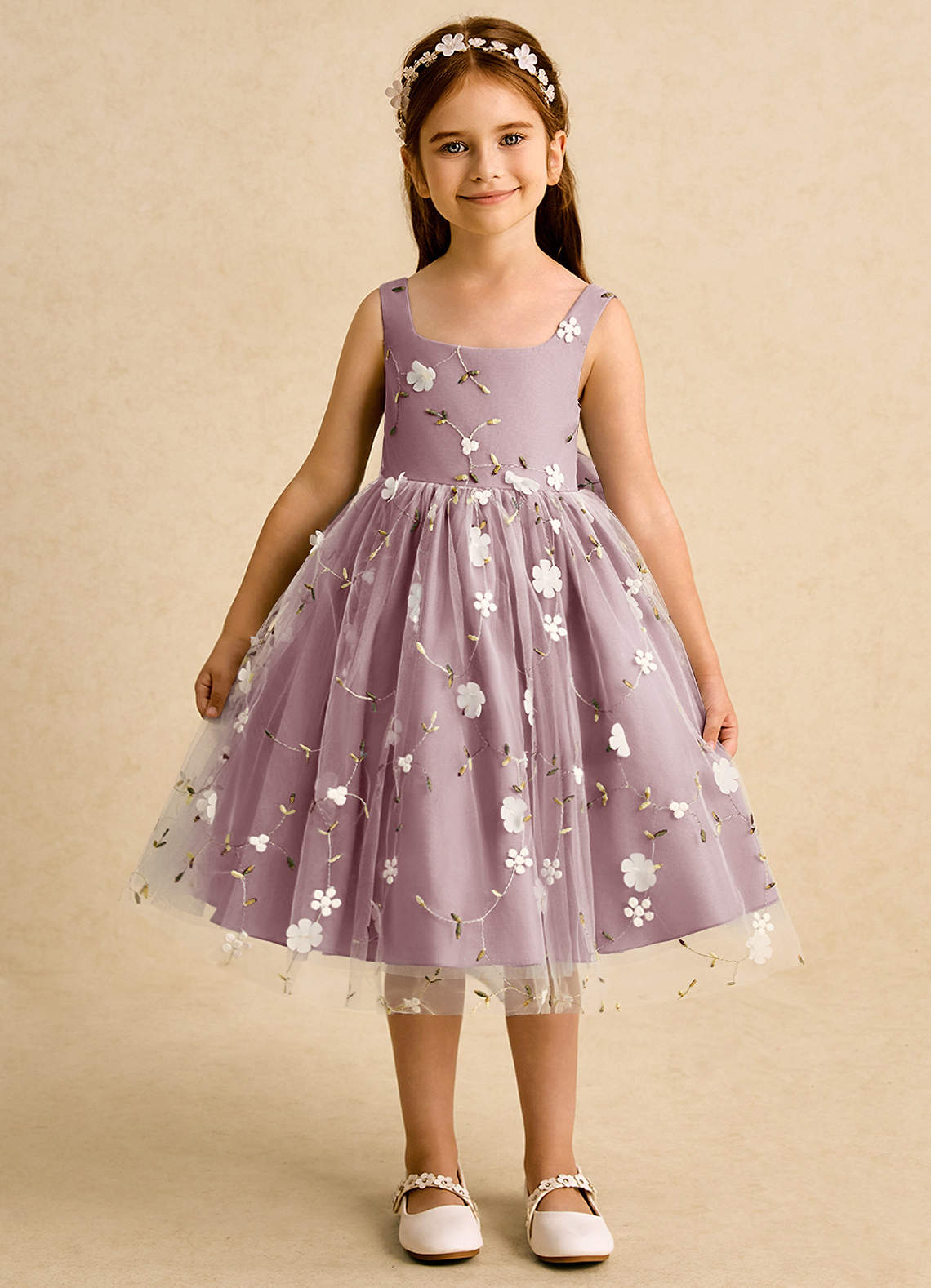 Azazie Bean Flower Girl Klänningar Klänning Balklänning i Tyll Ärmlös image1