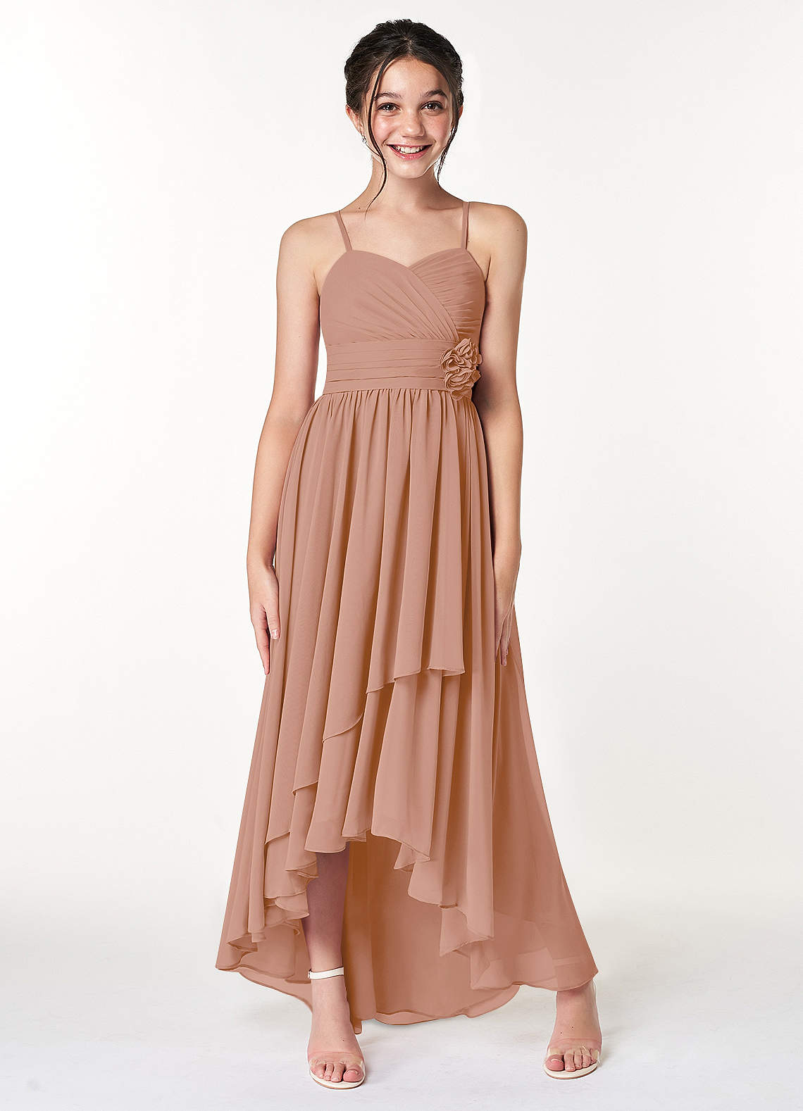 Champagne Rose Azazie Catalina JBD Junior Bridesmaid Dresses Azazie