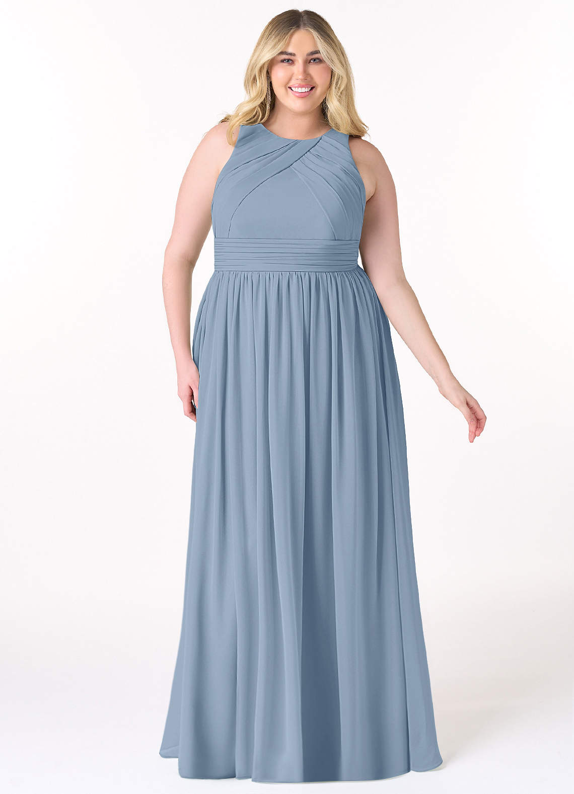 Azazie Harper Bridesmaid Dresses A-Line Pleated Chiffon Floor-Length Dress image1