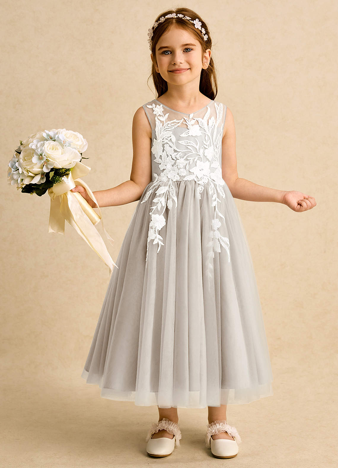 Azazie Sundae Flower Girl Klänningar Klänning Balklänning i Spets image1