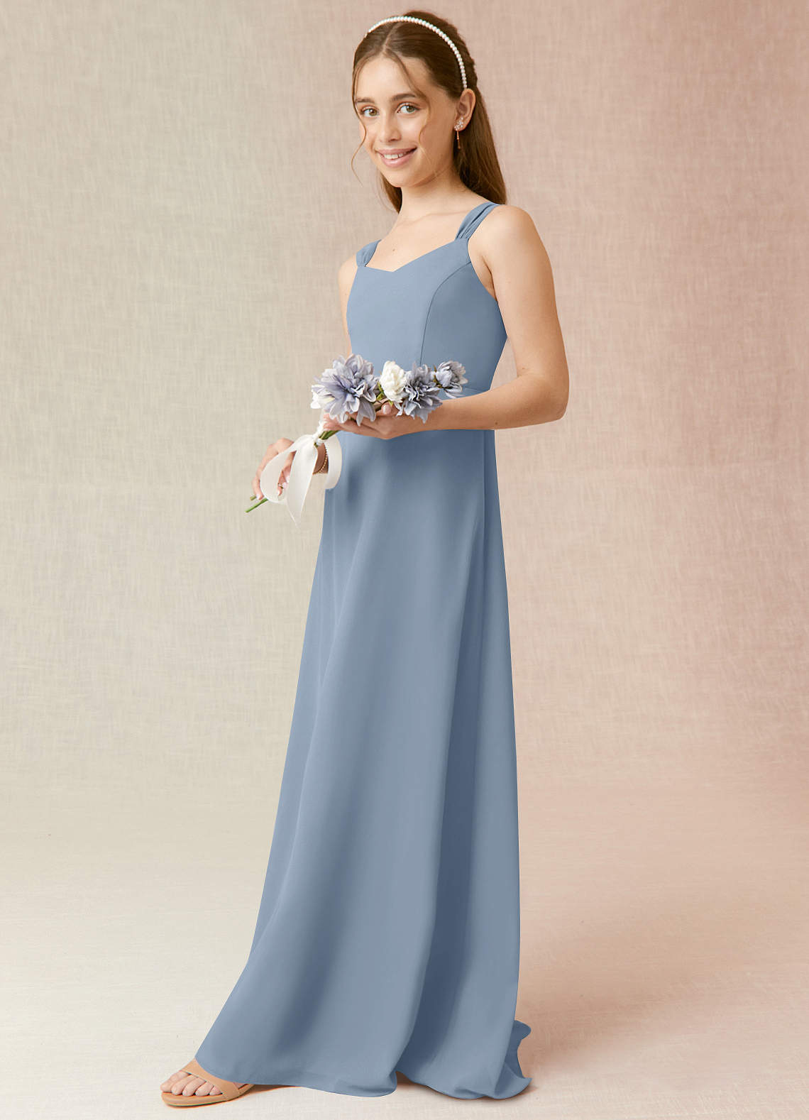 Azazie Denice Junior Bridesmaid Dress in Dusty Blue Azazie CA