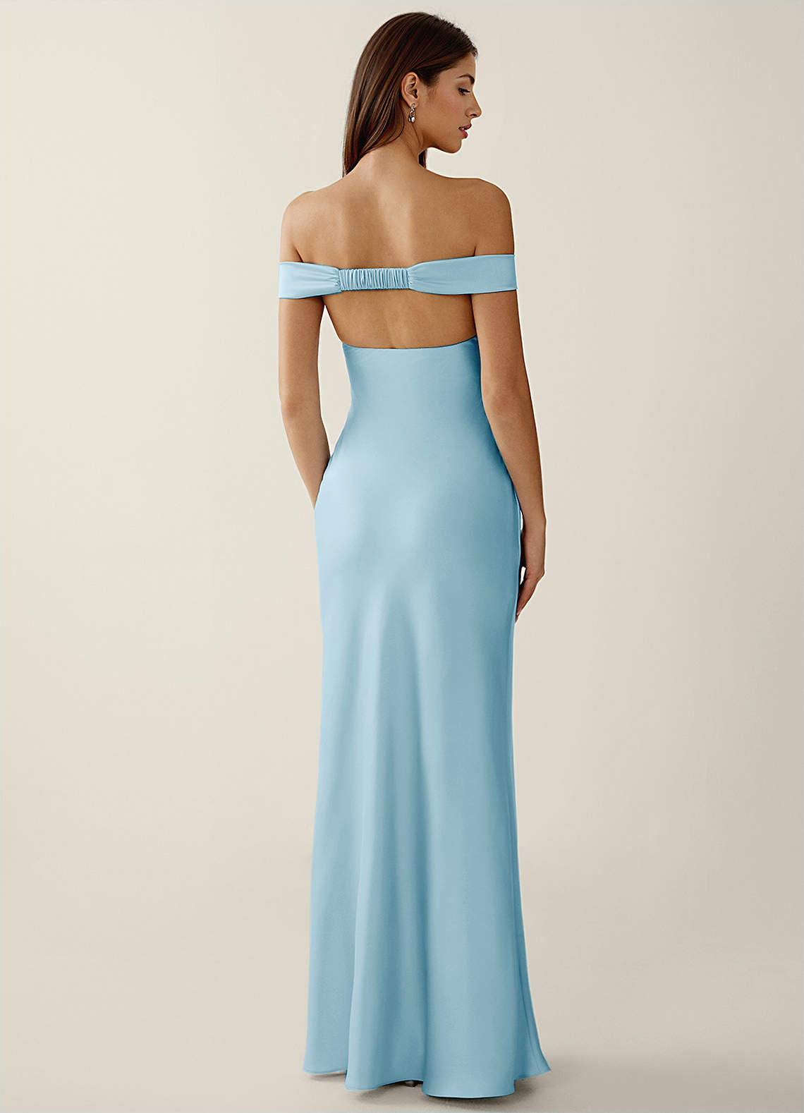 Gwendonme Sky Blue Satin Crystal Linen Prom Dress