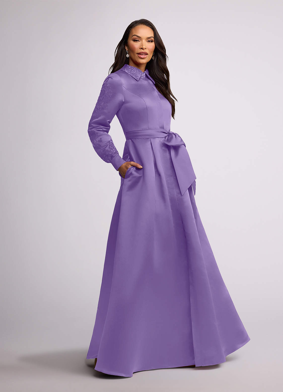 Azazie Ruth Mother of the Bride Dresses Tahiti A-Line Lace Matte Satin Dress image1