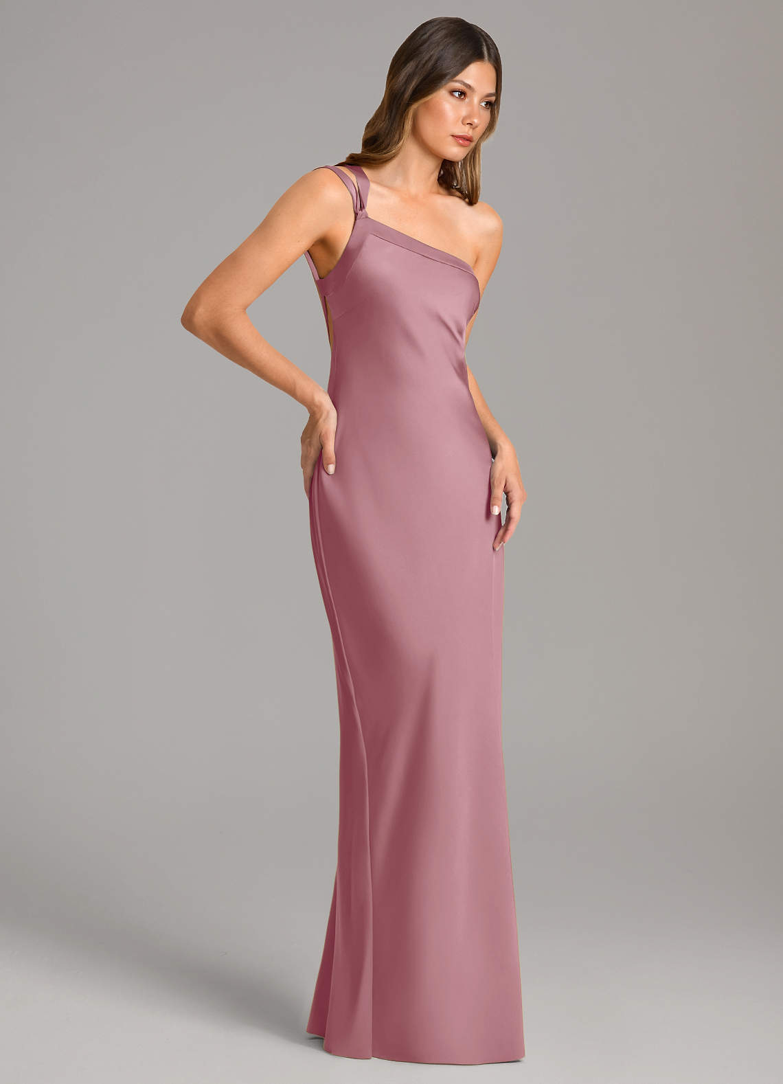 mauve mermaid bridesmaid dresses Azazie Monroe