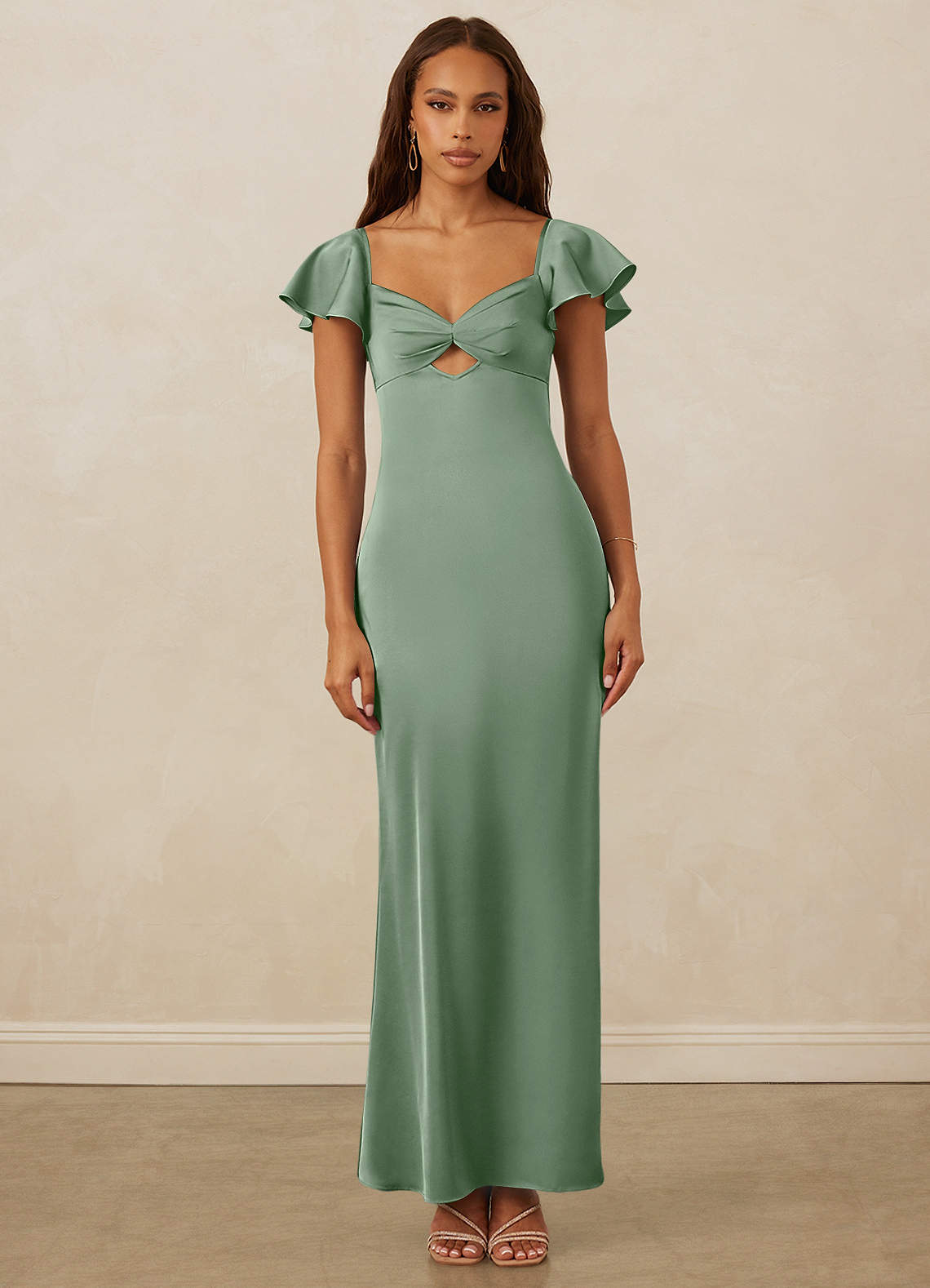 Christian Siriano Bridal for Azazie 1005 Bridesmaid Dresses Matcha Sheath Sweetheart Neckline Stretch Satin Dress image1