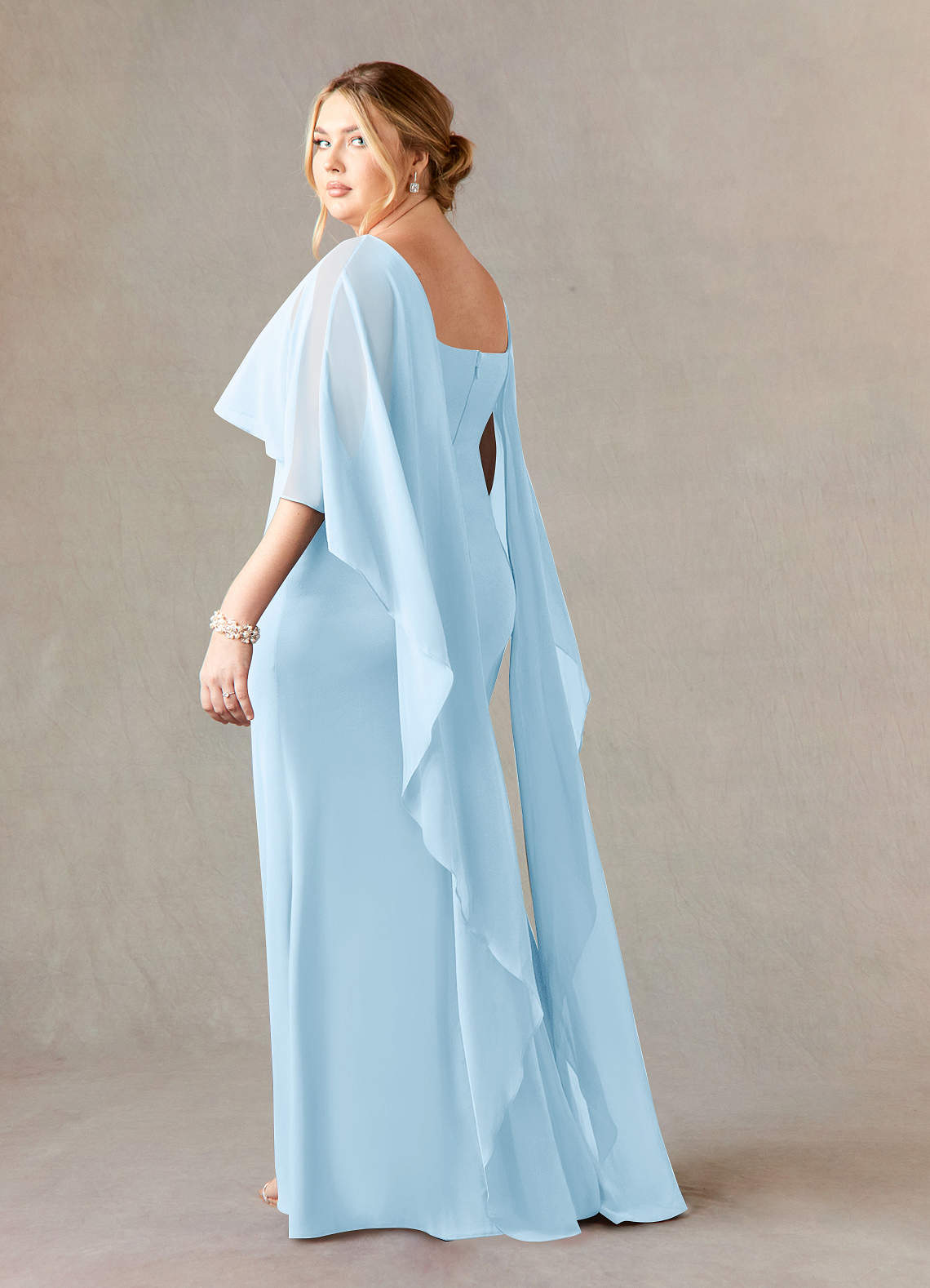 Azazie Dion vestidos de madre de la novia Vestido de Azul Cielo de Crepé elástico de Recto con Scoop image10