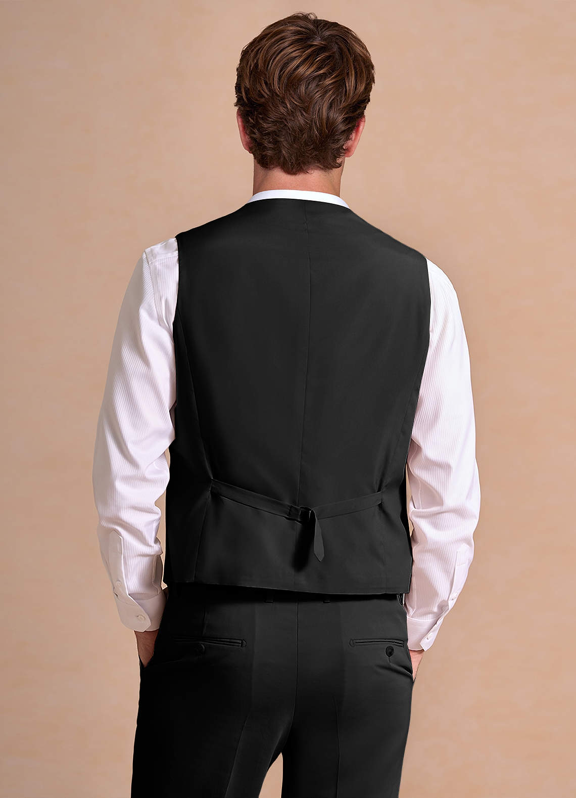 front Wesley Black Linen Blend Suit Vest