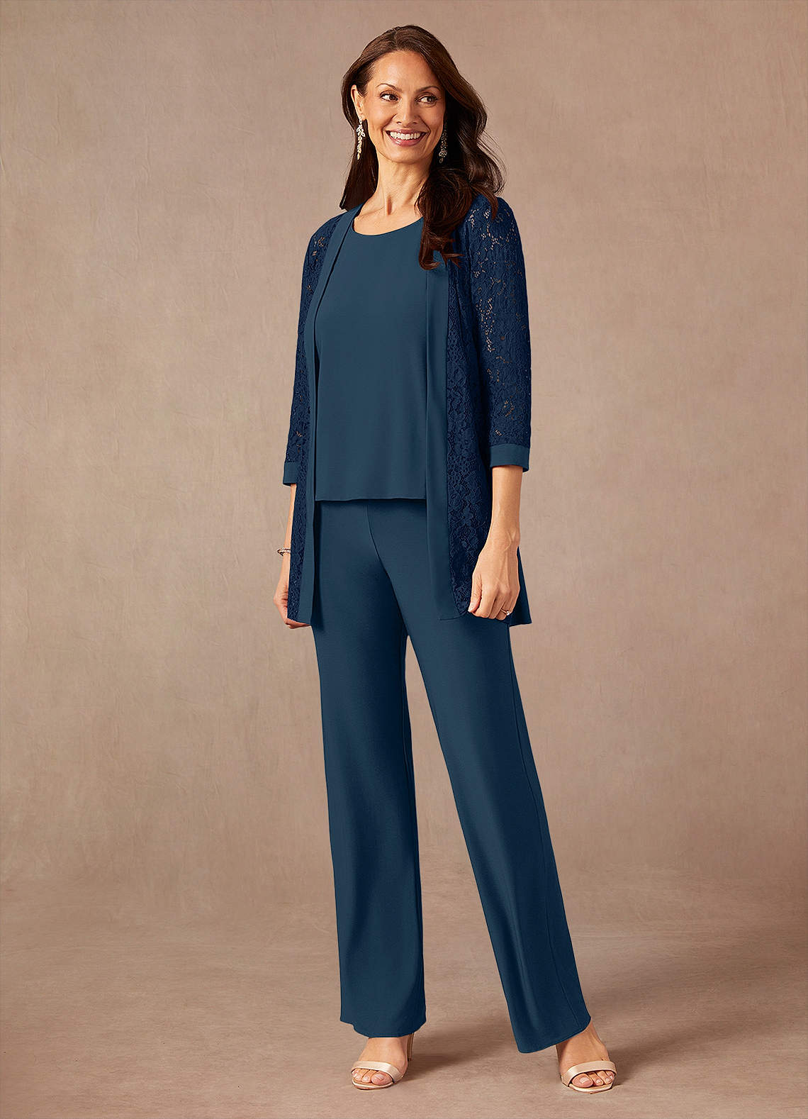 Azazie Mamrie Mother of the Bride Dresses Dark Navy Neptune Jumpsuit/Pantsuit Lace Dress image2