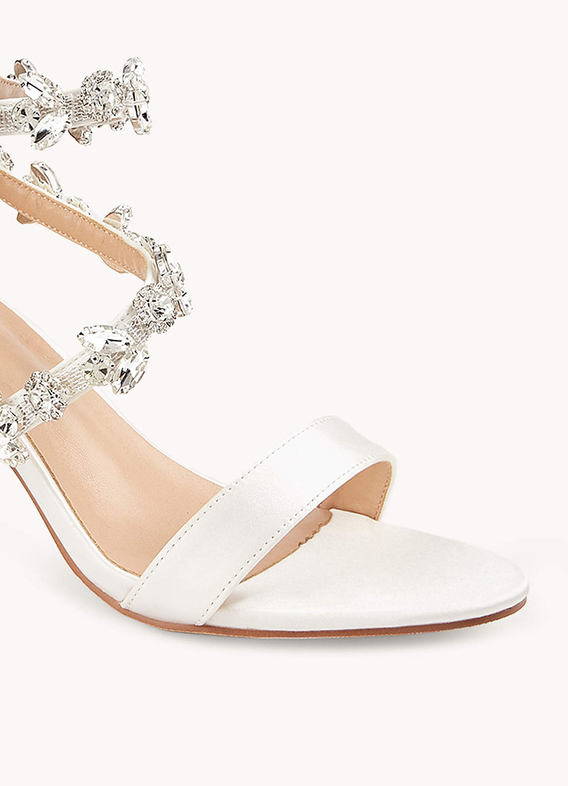 Strappy Crystal Satin Block Heel Sandals