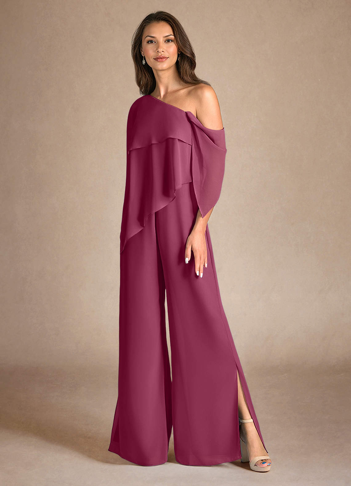 Azazie Halima vestidos de madre de la novia Vestido de Mora de Gasa de Mono/Traje de pantalón con Corte Lateral image5