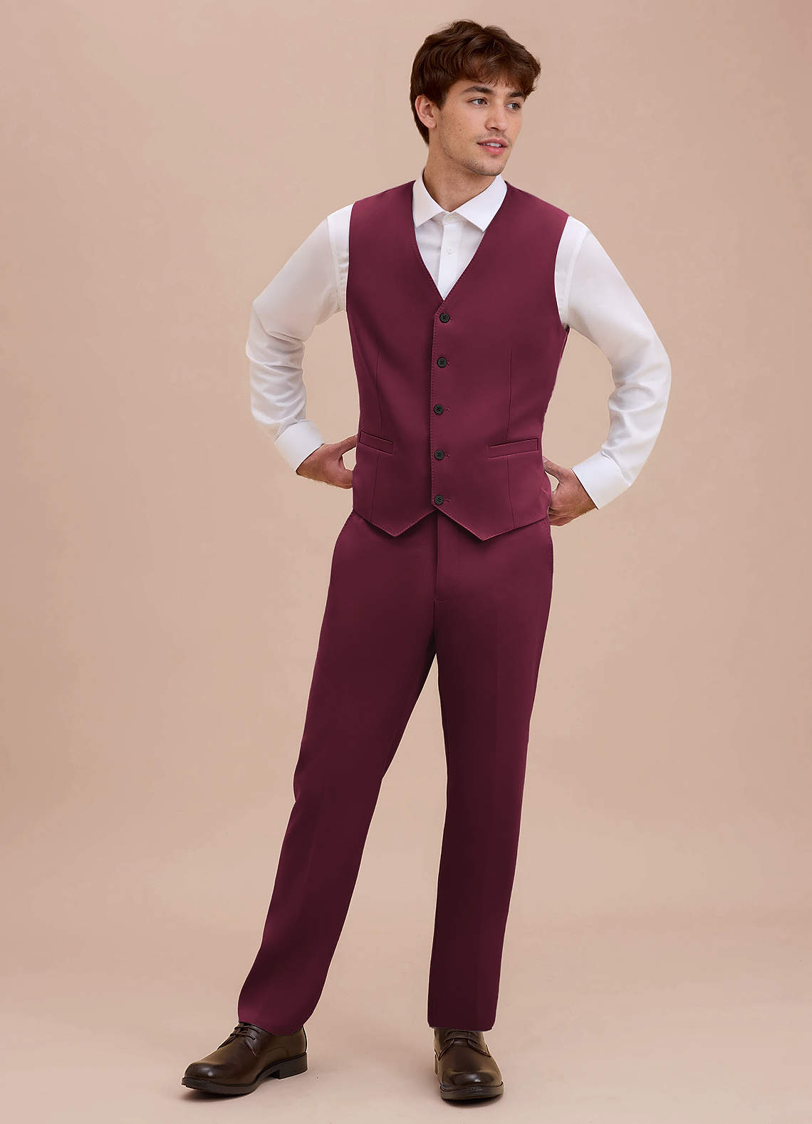 front Ethan Burgundy Refined Weave Suit Vest