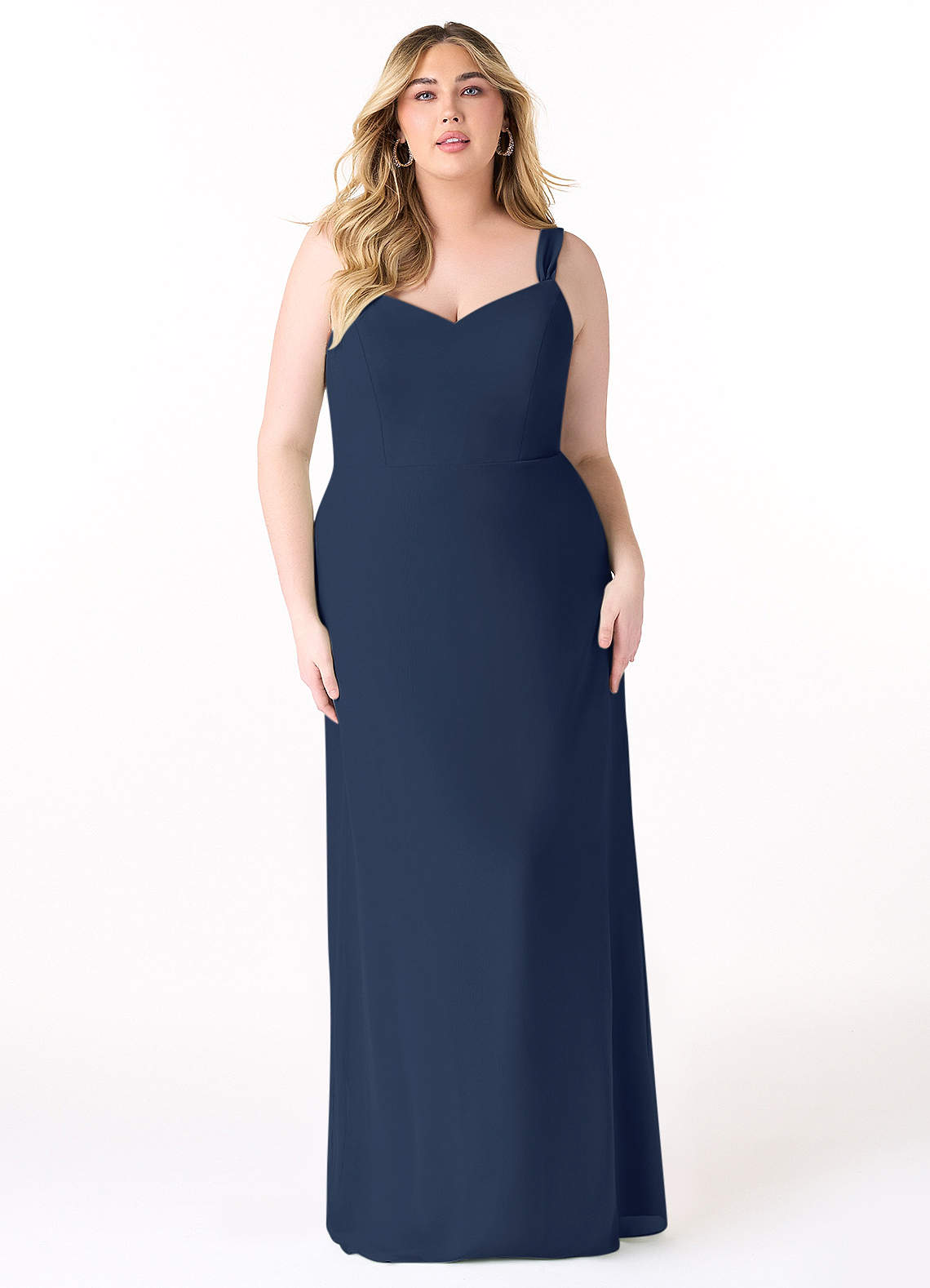 Adélie Dark Navy Azazie Denice Ready to Ship Dark Navy Chiffon Bridesmaid Dresses