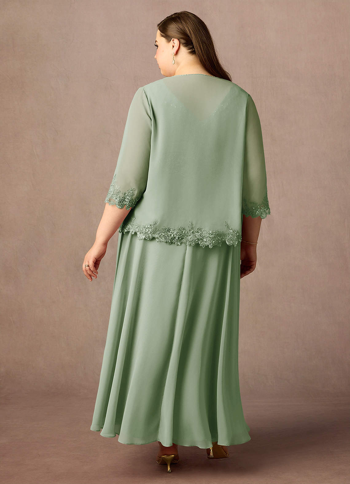 Azazie Devana Vestidos para mãe da noiva Vestido Dusty Sage de Chiffon de Linha A com Lantejoulas image7