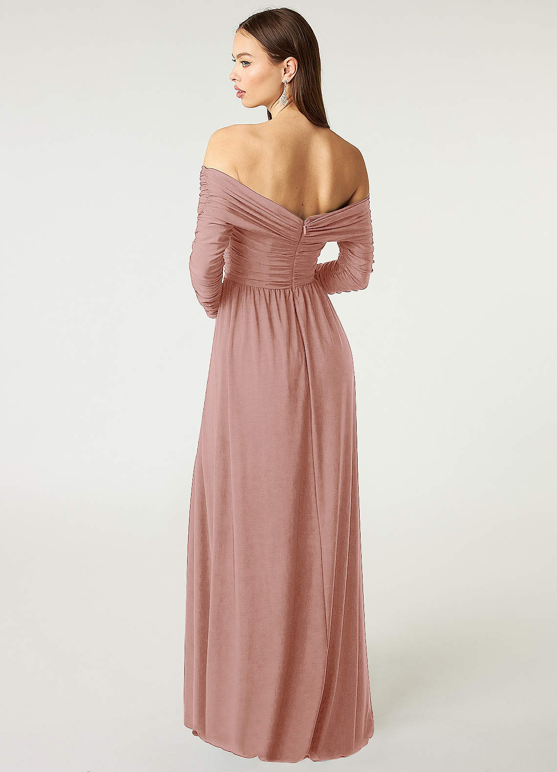Azazie Logan Bridesmaid Dresses Sheath Off the Shoulder Luxe Knit Floor-Length Dress image1