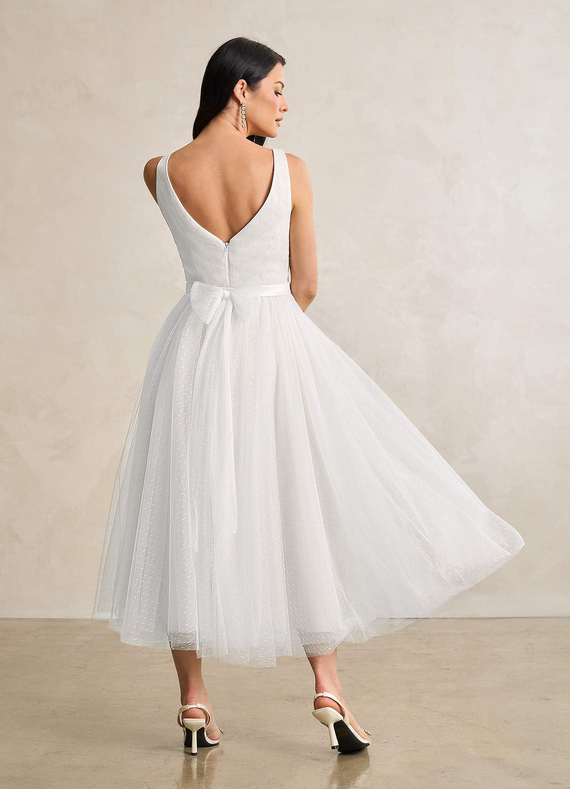 brown white polka dot dress Julia 50s Style & Iridescent V-neck Backless Prom Size:7X instagram