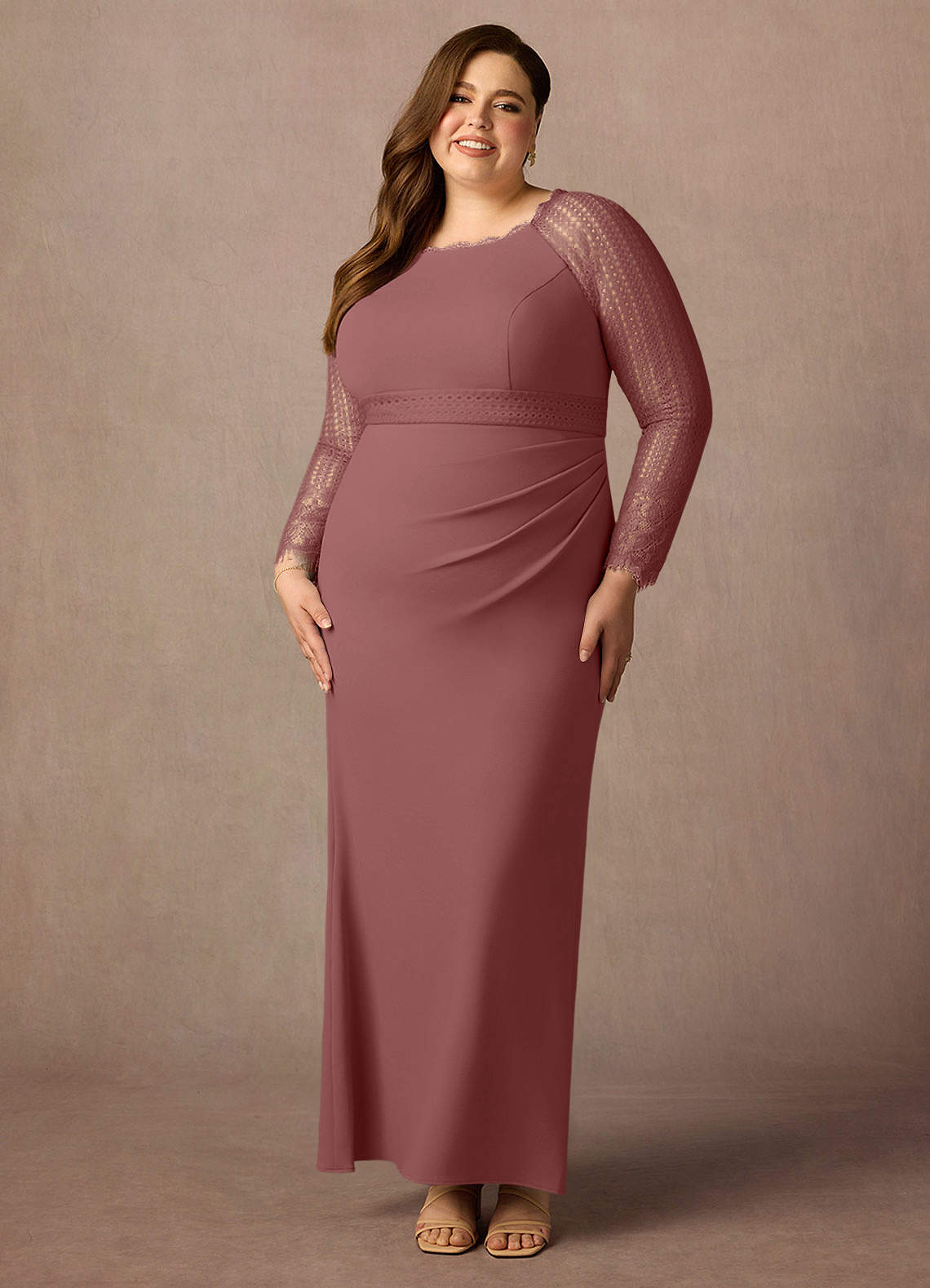 Azazie Peggy Mother of the Bride Dresses Desert Rose Sheath Lace Dress image1