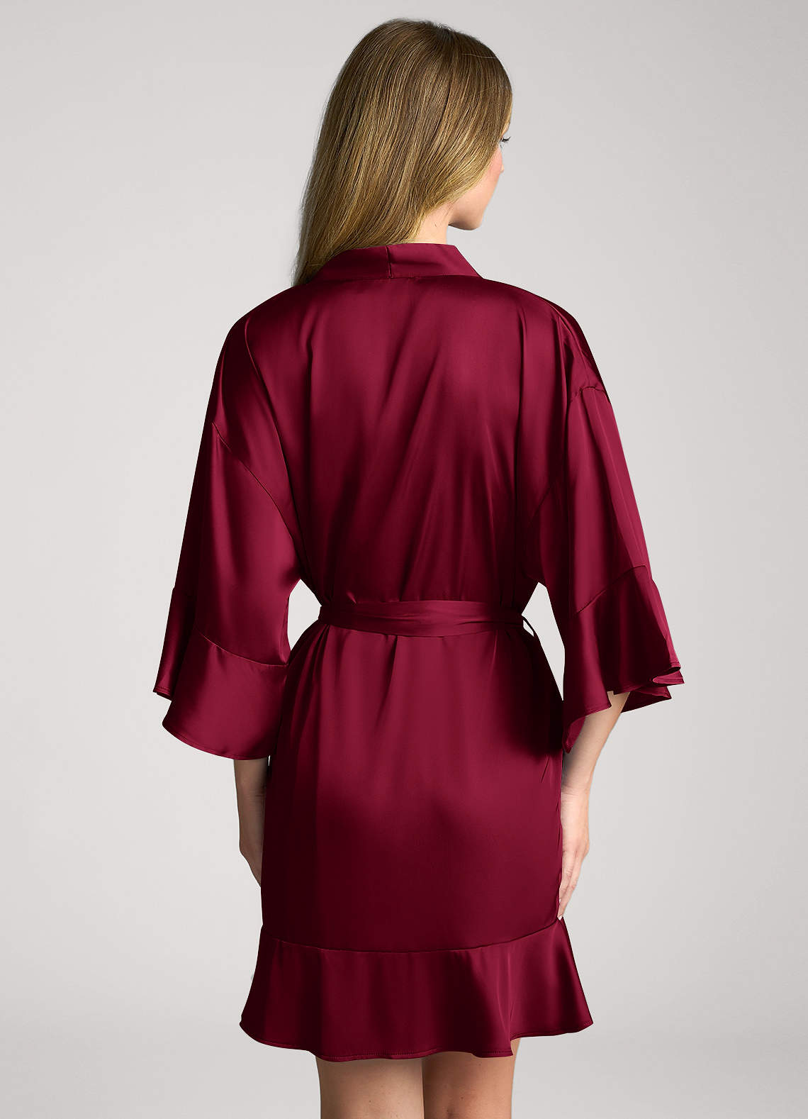 front Ruffled Satin Robe