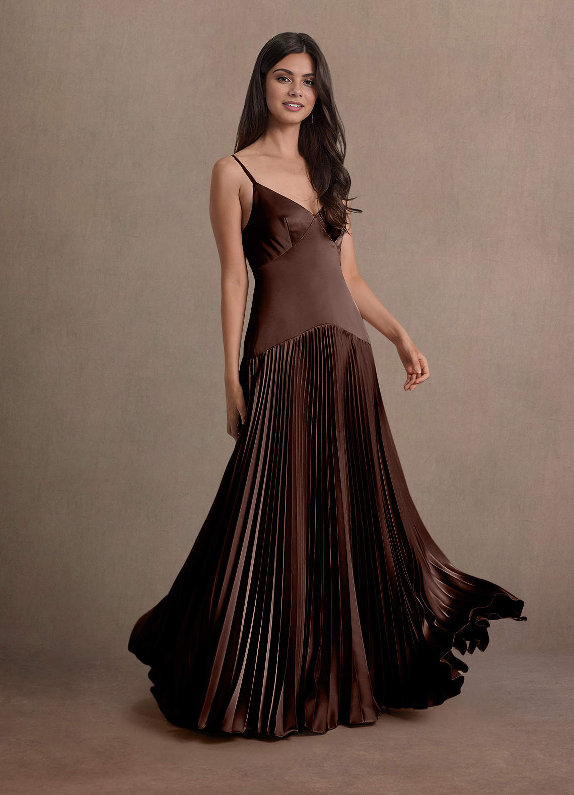 Jill Mocha Coco Dropped Waist Gown | Azazie