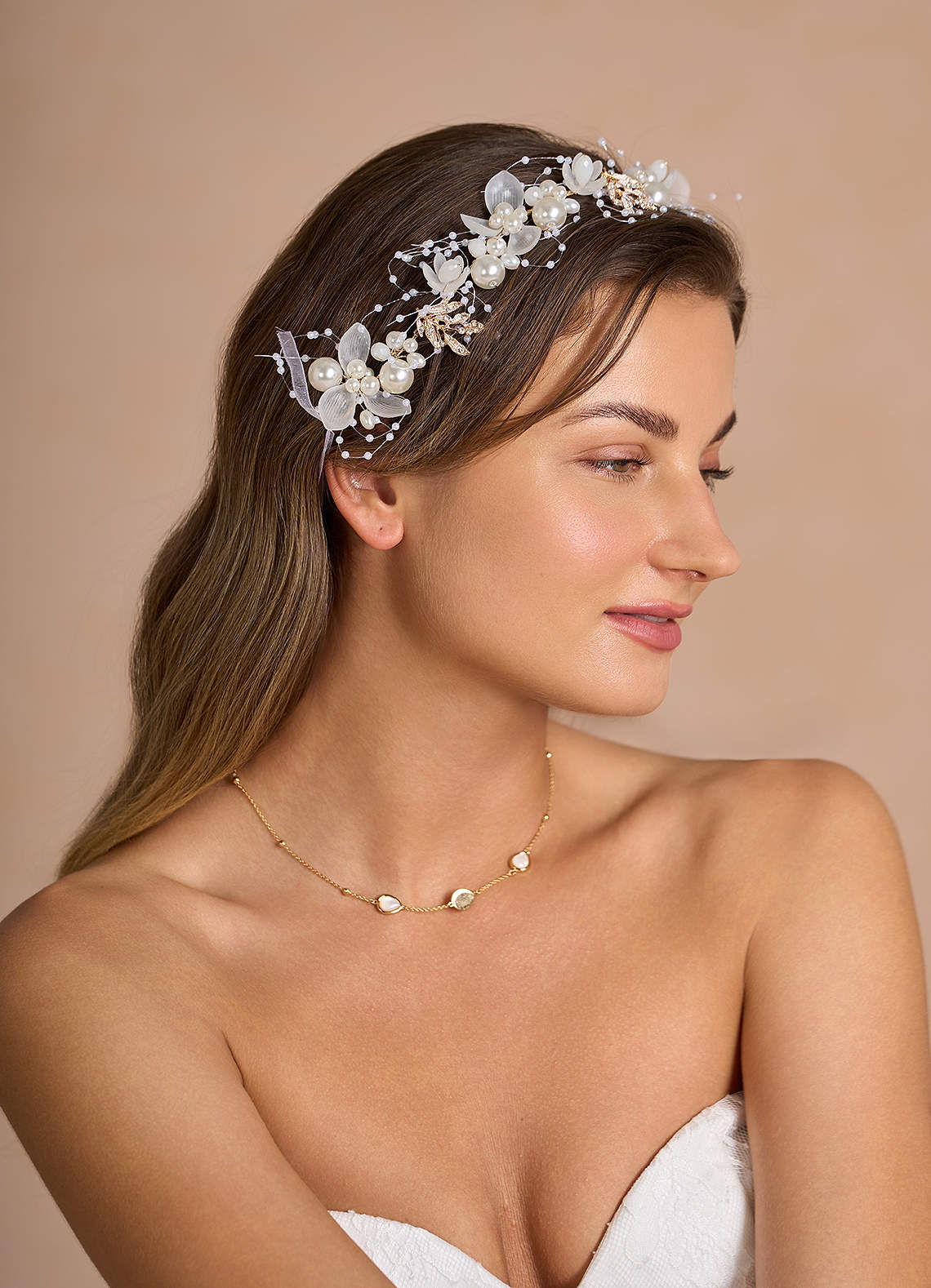 front Cerchietto con perle e fiori