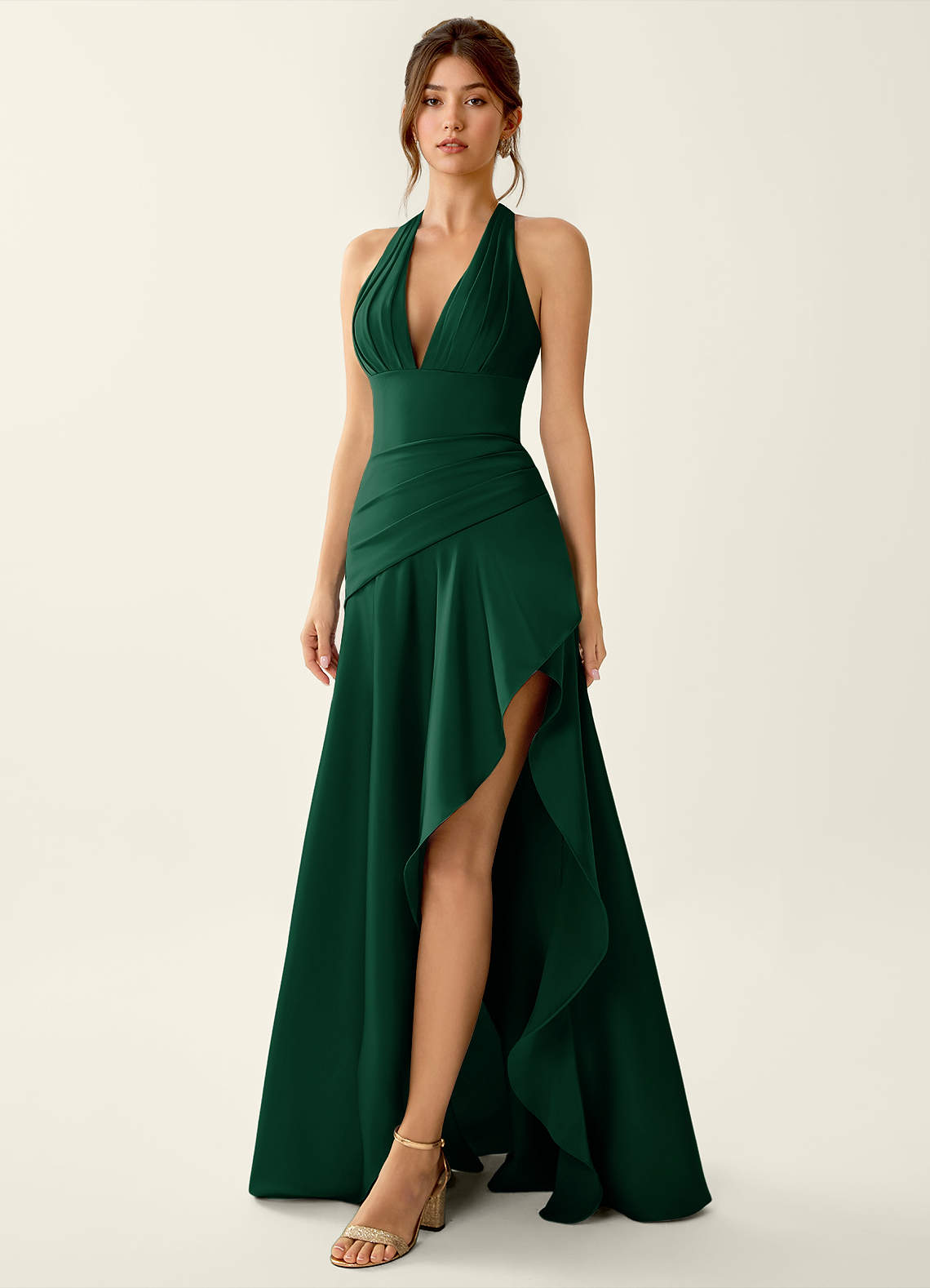 emerald green halter dress Titania Satin Ruffled Maxi Jacket Size:US Jacket 54 AXOE Women's Vintage Pencil sheath wedding dress Green prom dress 91 cm / 35.83