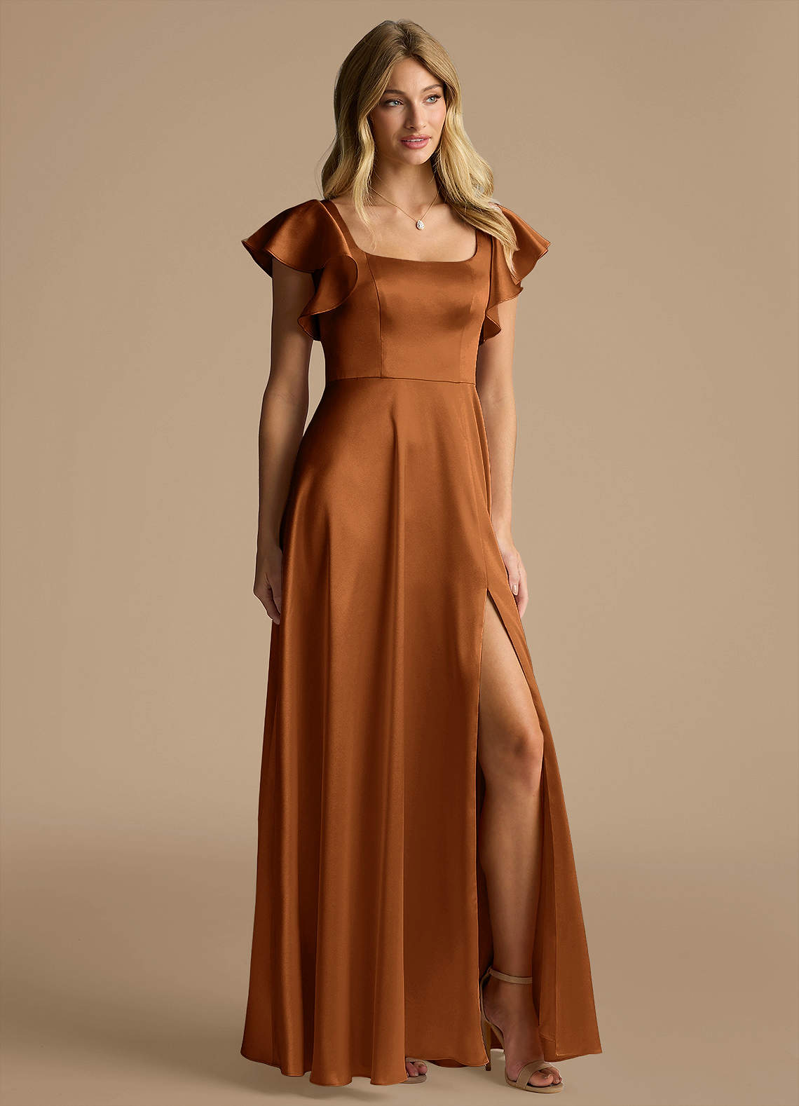 chinese dress ladies Tuscany Maxi Slip Dress ~ Copper Luxe Satin M