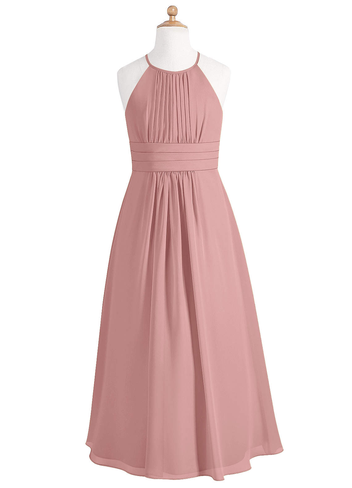 Azazie Bonnie Junior Dusty Rose A-Line Pleated Chiffon Dress image4