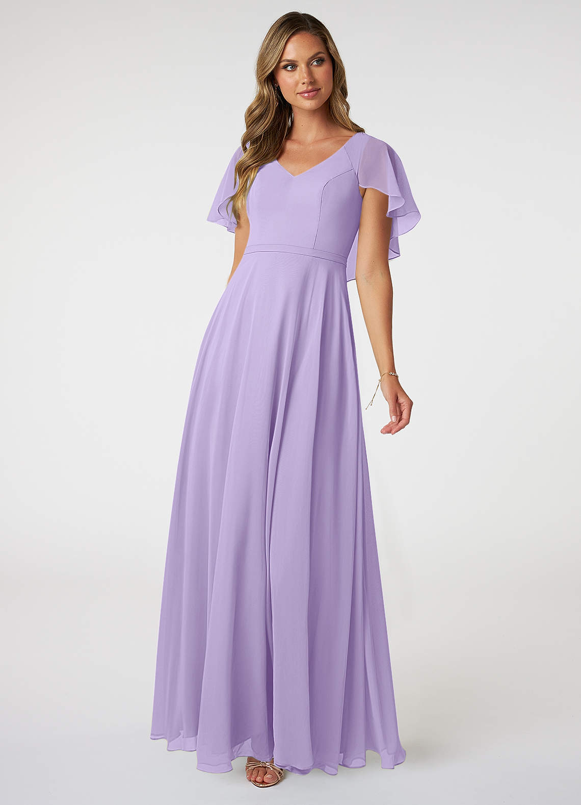 Azazie Jamie Bridesmaid Dresses Lilac A-Line Chiffon Dress image1