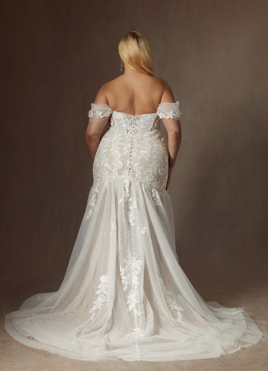 Azazie Leilani Wedding Dresses Diamond White Mermaid Sequins Tulle Dress image13