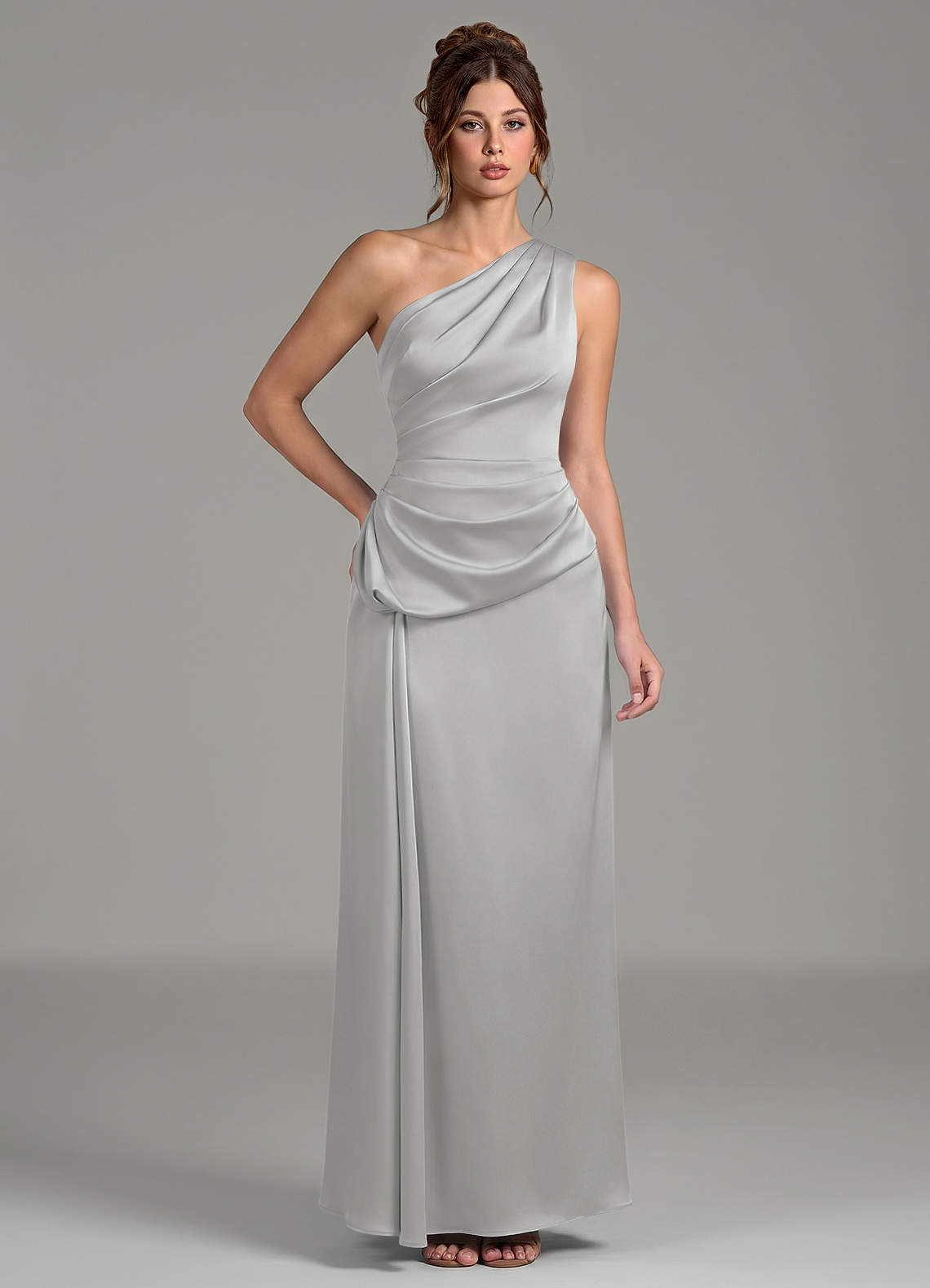azazie silver bridesmaid dress Azazie Zahira