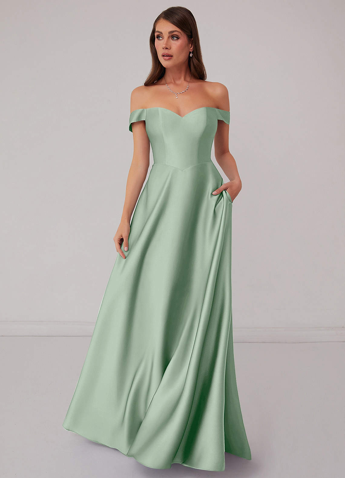Barbie  AZAZIE 1013 Ready to Ship Agave Stretch Satin Bridesmaid Dresses  | Azazie
