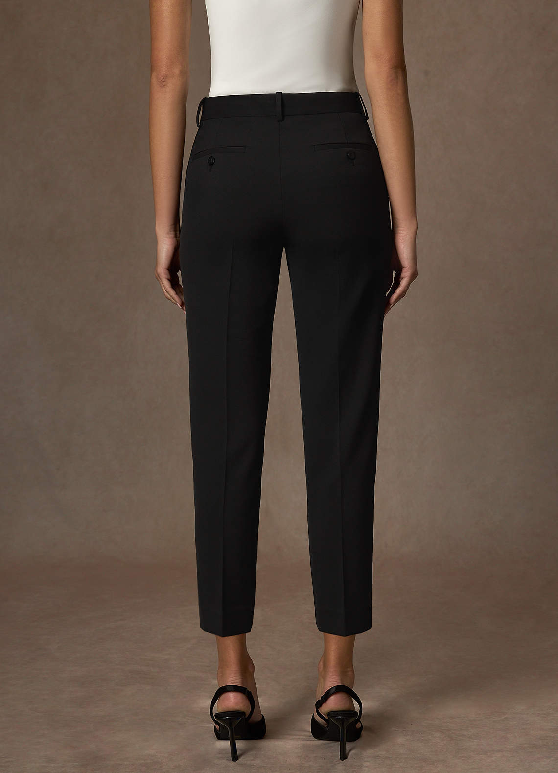 front Victoria Black Refined Weave Cropped Pants Suit