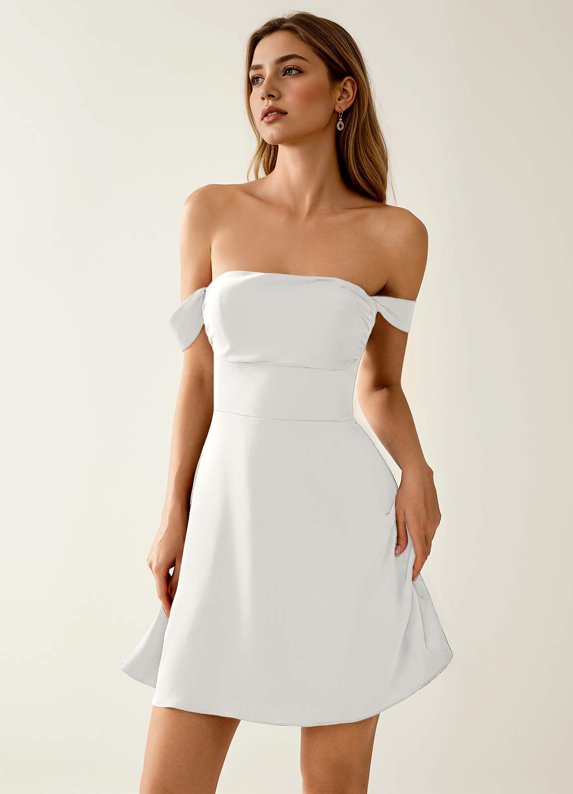 Sidonie White Satin Lace Up Back Mini Dress | Azazie